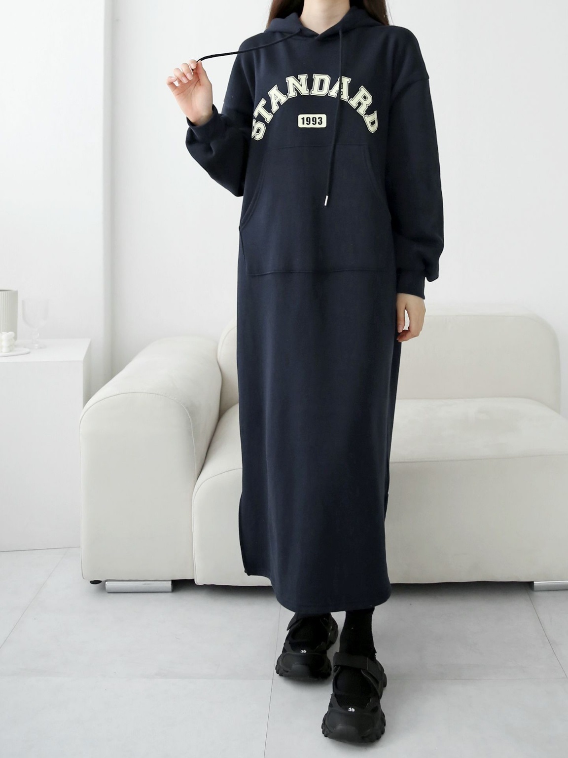 裏起毛STANDARDマフポケパーカーワンピース | 詳細画像3
