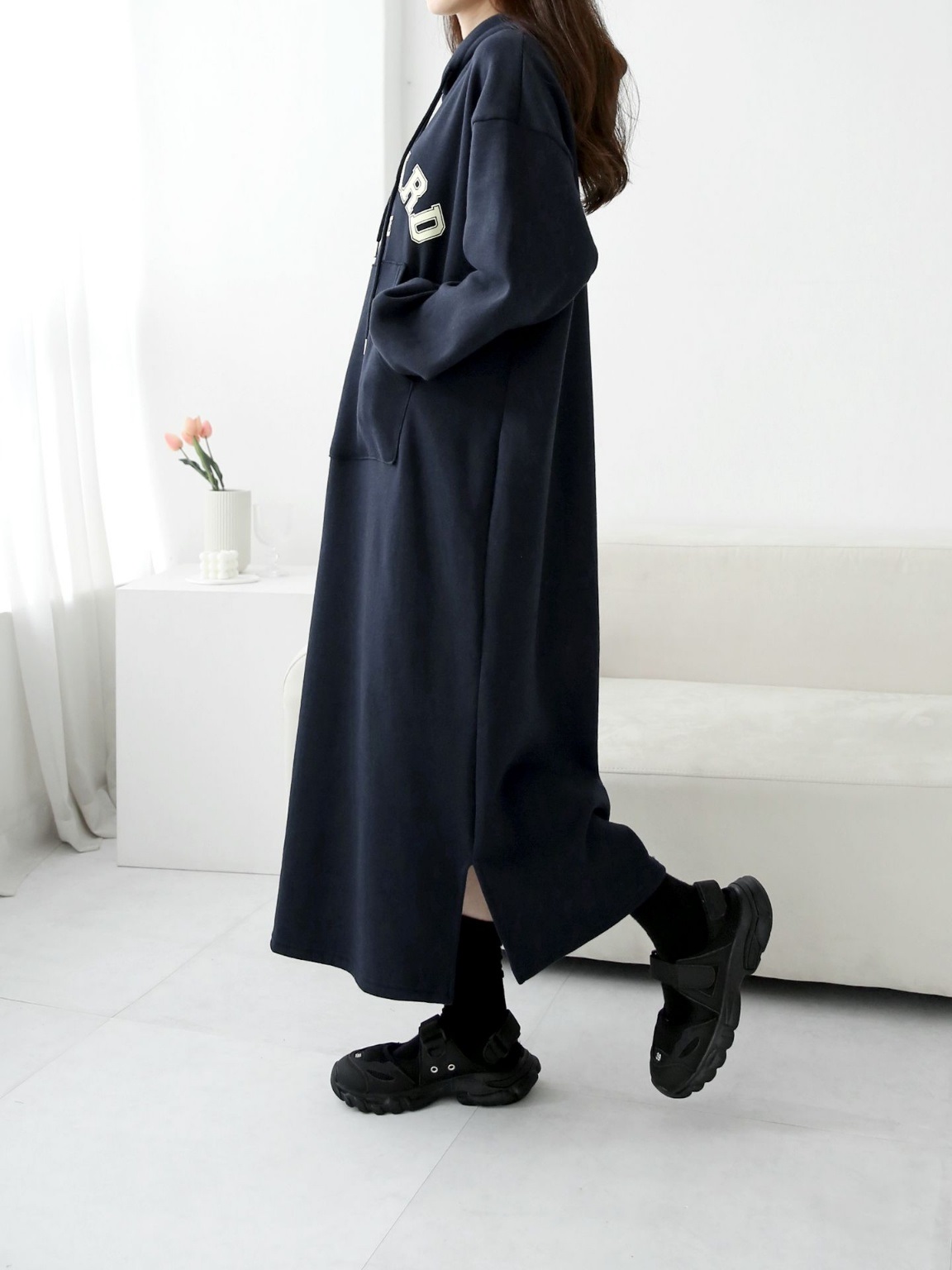 裏起毛STANDARDマフポケパーカーワンピース | 詳細画像4