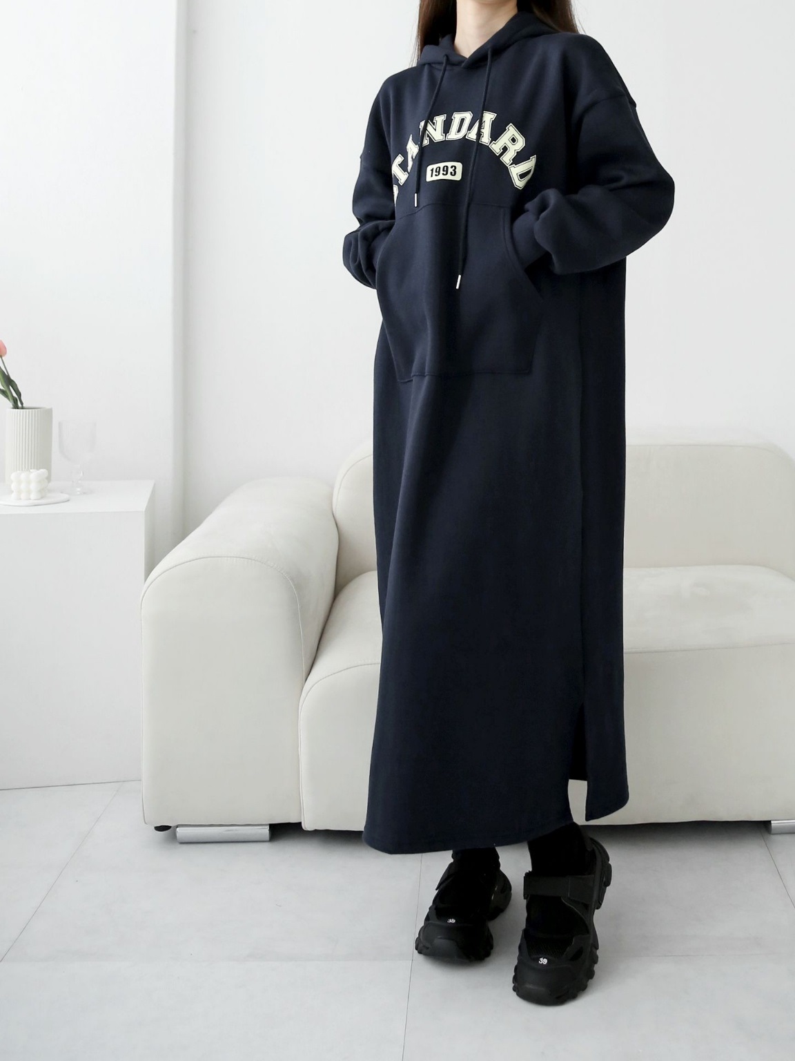 裏起毛STANDARDマフポケパーカーワンピース | 詳細画像5