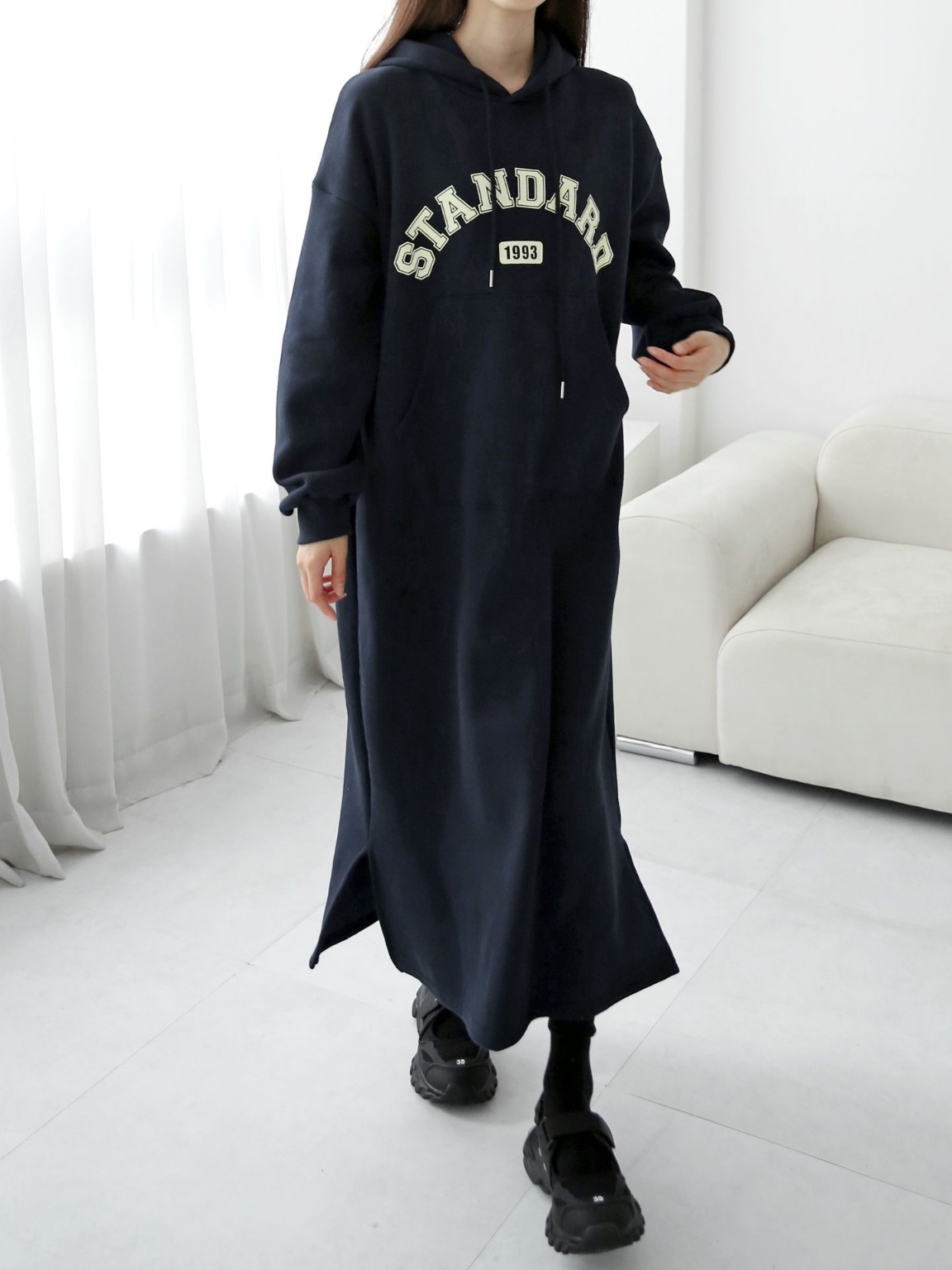 裏起毛STANDARDマフポケパーカーワンピース | 詳細画像6