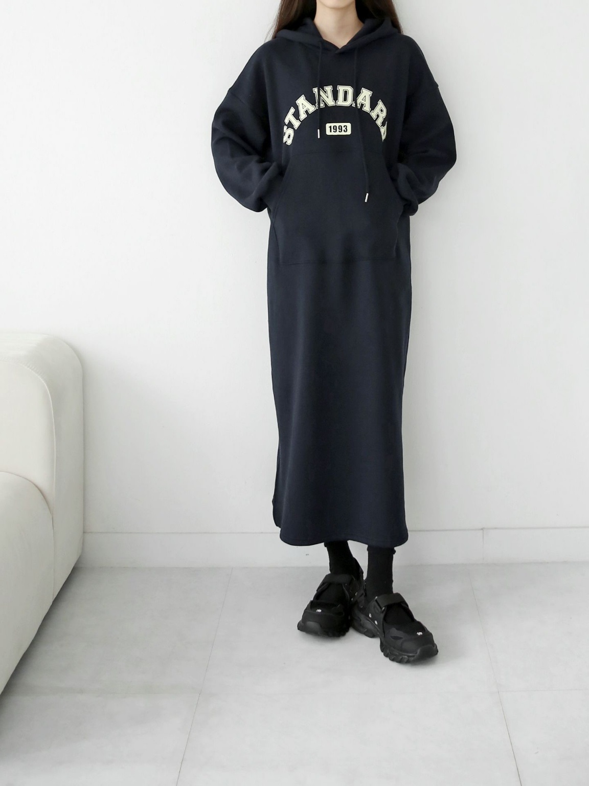 裏起毛STANDARDマフポケパーカーワンピース | 詳細画像8