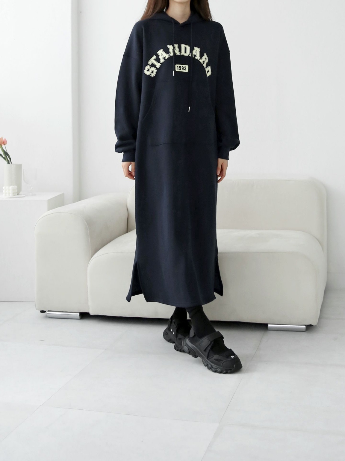 裏起毛STANDARDマフポケパーカーワンピース | 詳細画像10