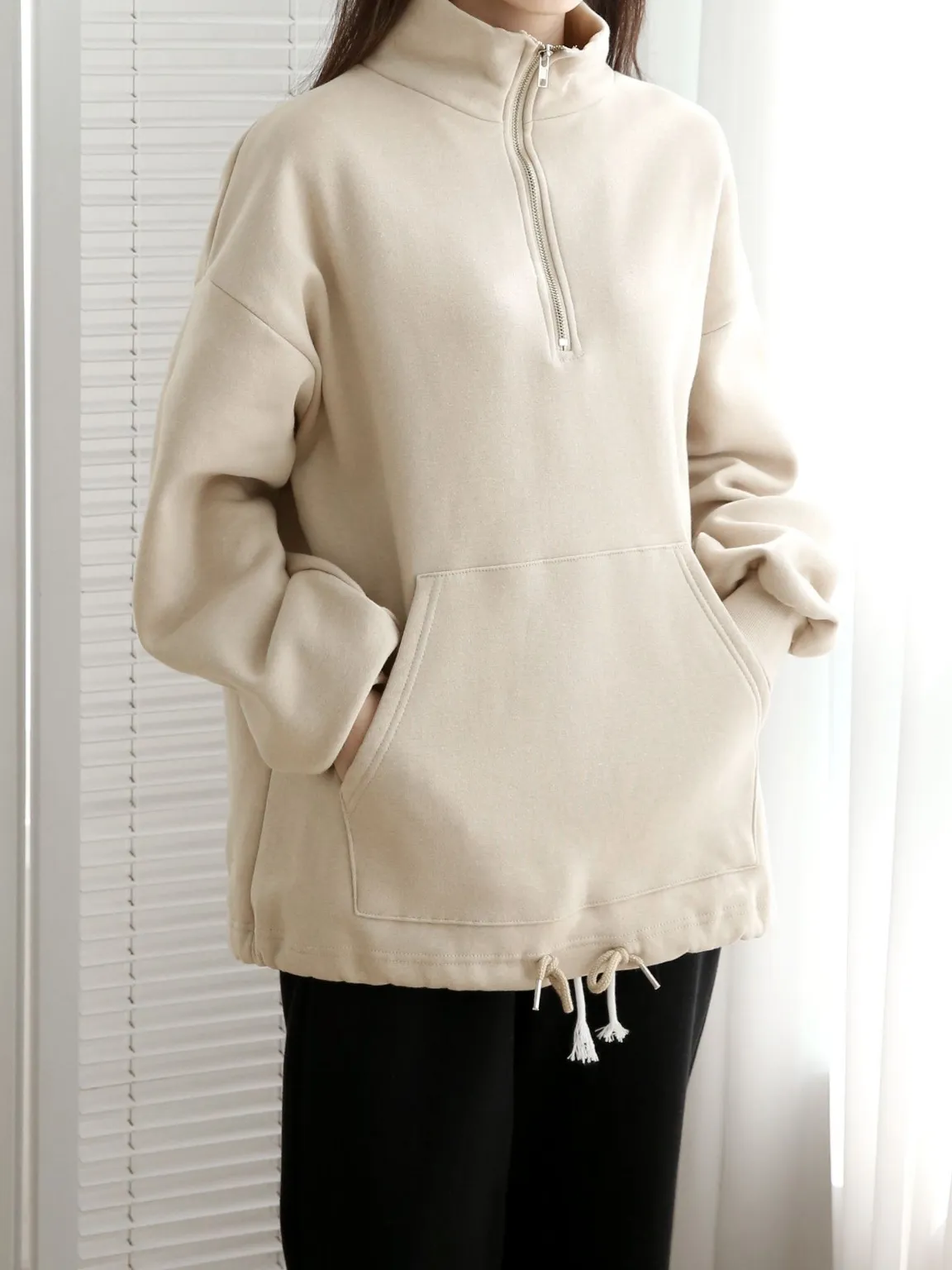 2WAY裏起毛マフポケドロストヘムスウェット | 詳細画像1