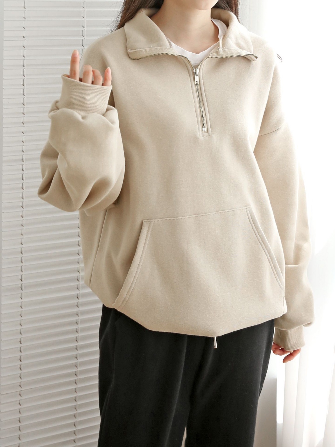 2WAY裏起毛マフポケドロストヘムスウェット | 詳細画像3