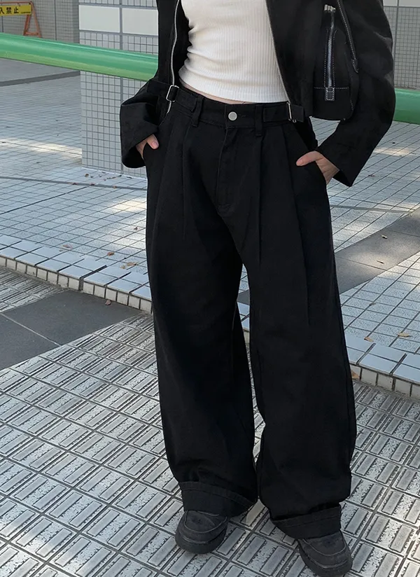 ウエストアジャストベルトタックワイドパンツ | anyonemore | 詳細画像1