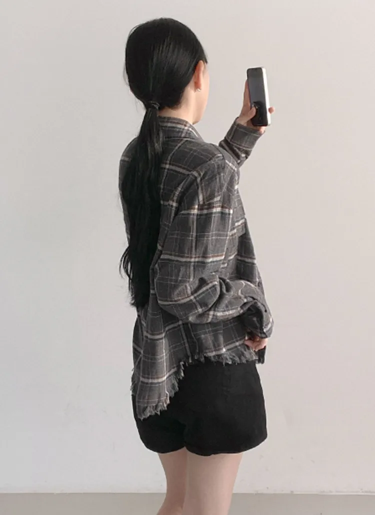 ビンテージチェックフリンジシャツ | greyraise | 詳細画像1