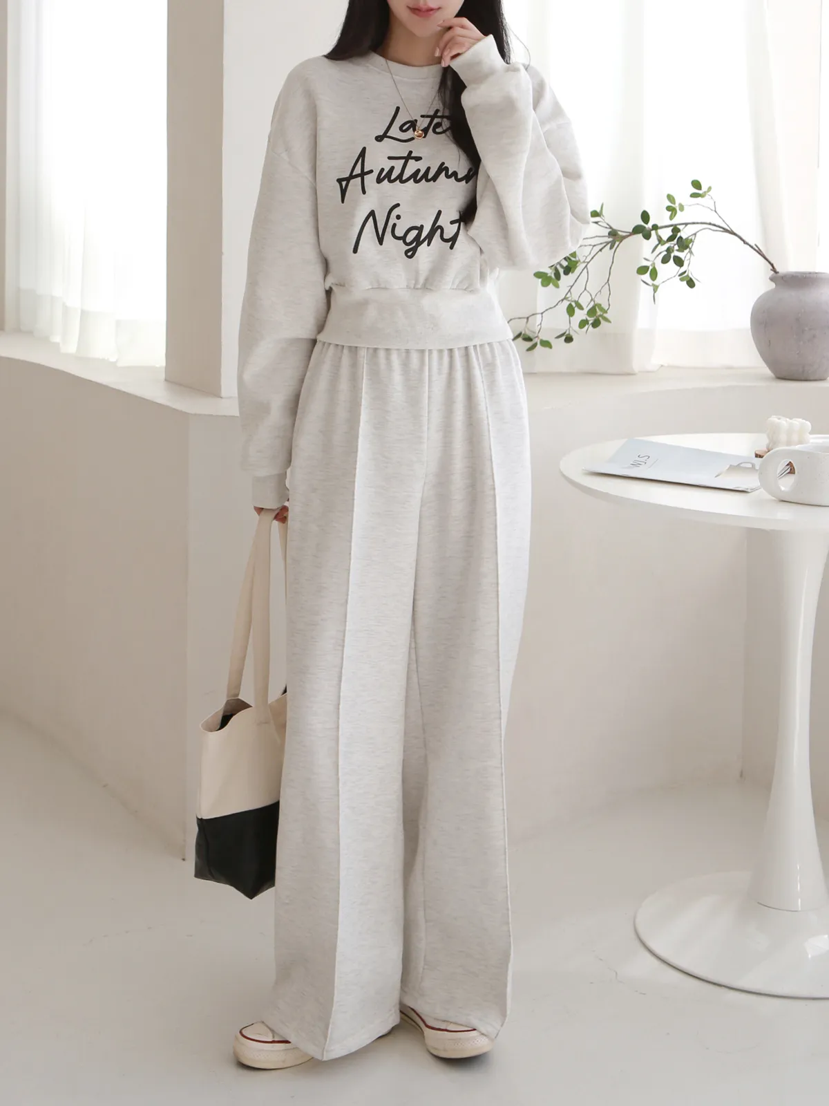 裏起毛レタリングスウェット&ワイドパンツSET | 詳細画像1