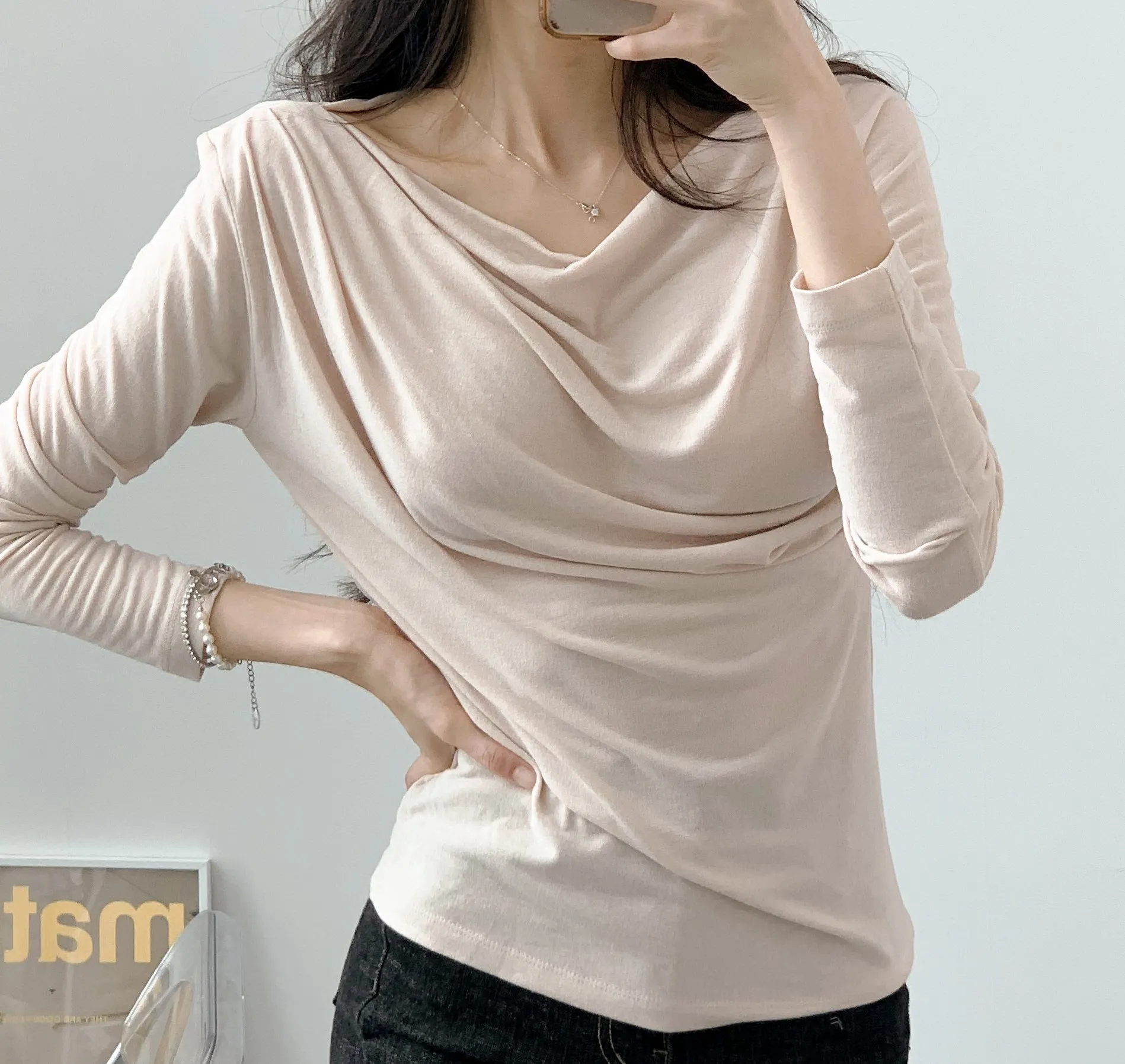 ドレープネック長袖Tシャツ | 詳細画像1