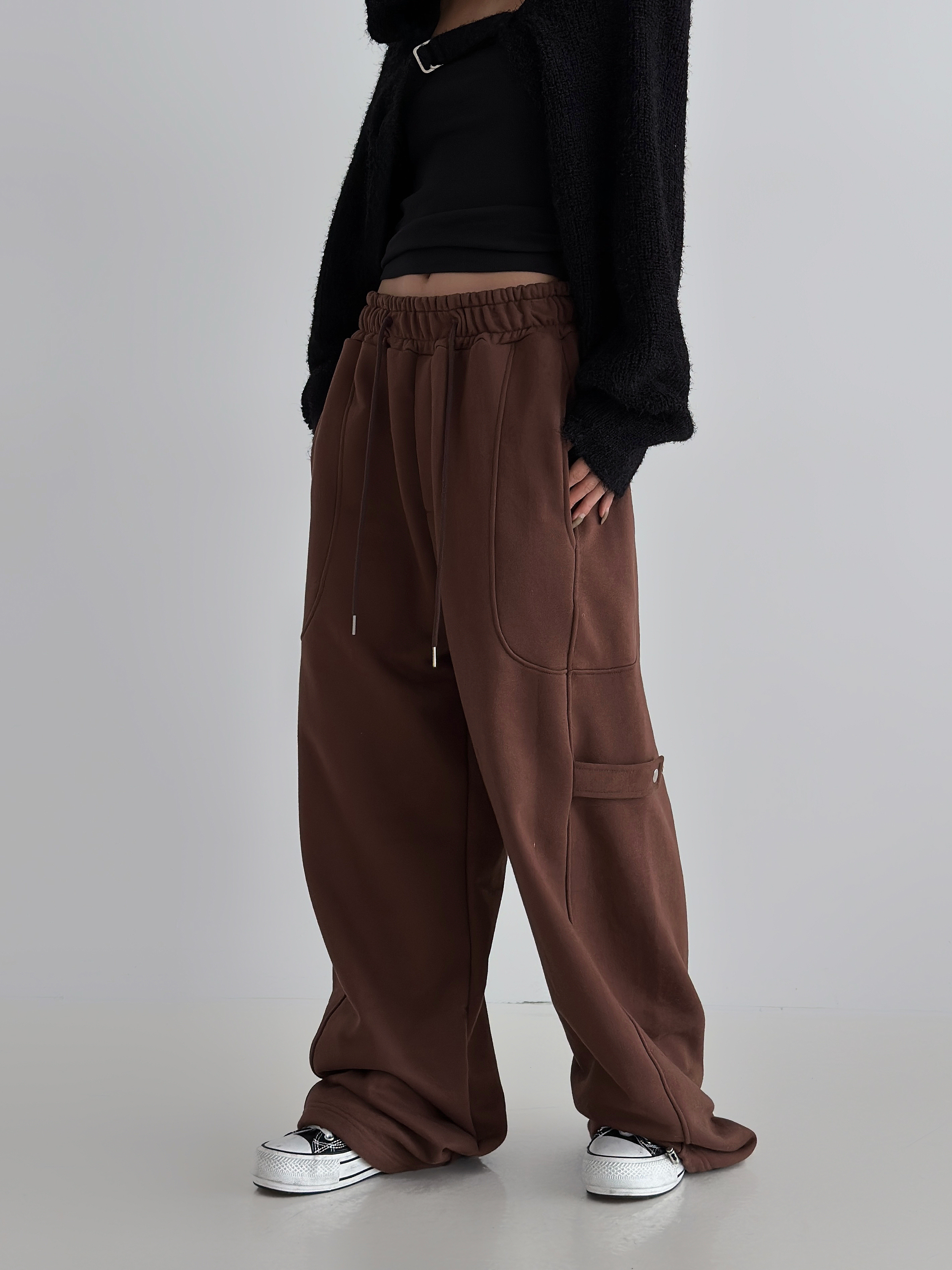 2WAYサイドボタンストラップドロストスウェットパンツ