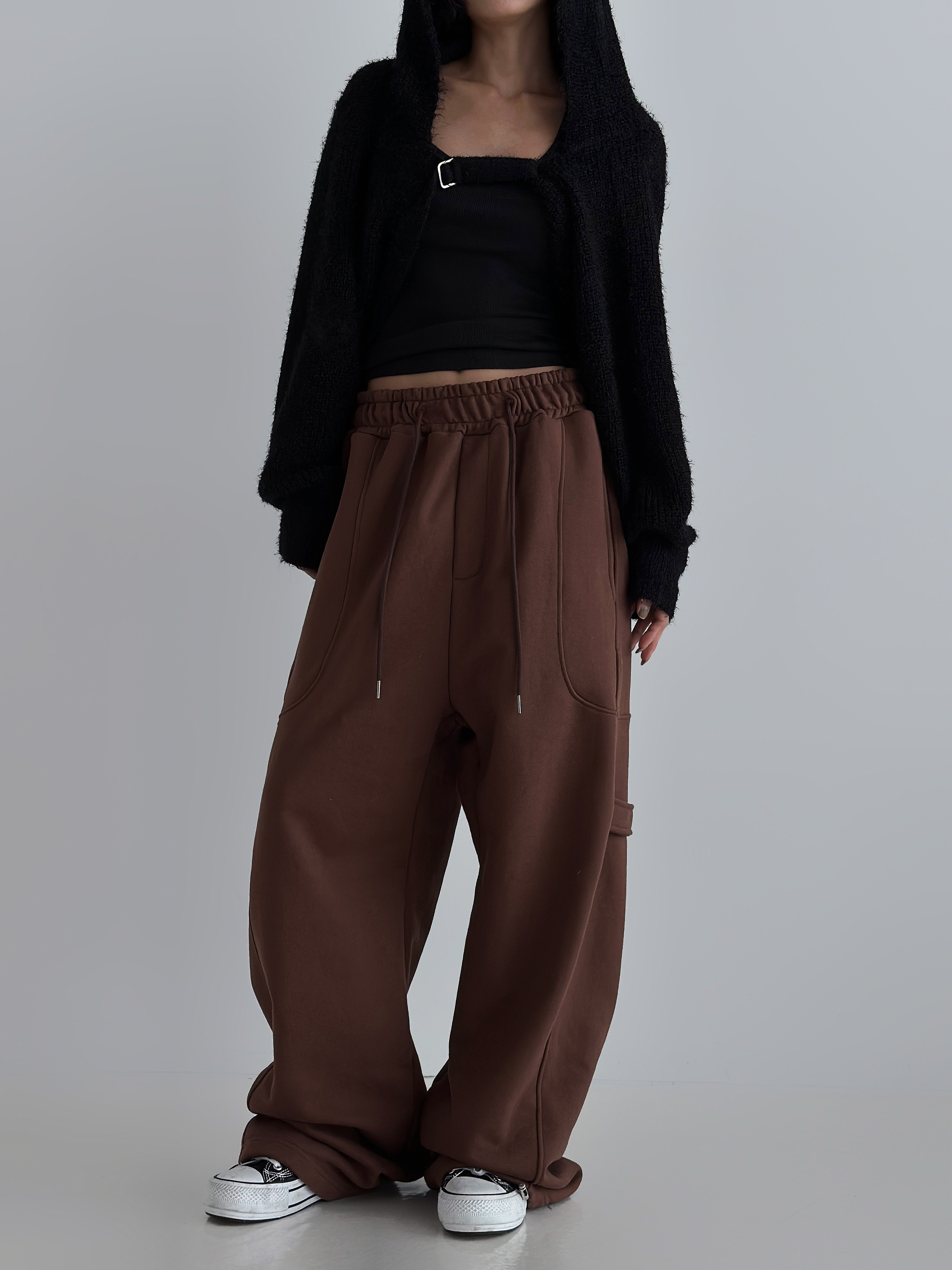 2WAYサイドボタンストラップドロストスウェットパンツ | レディース