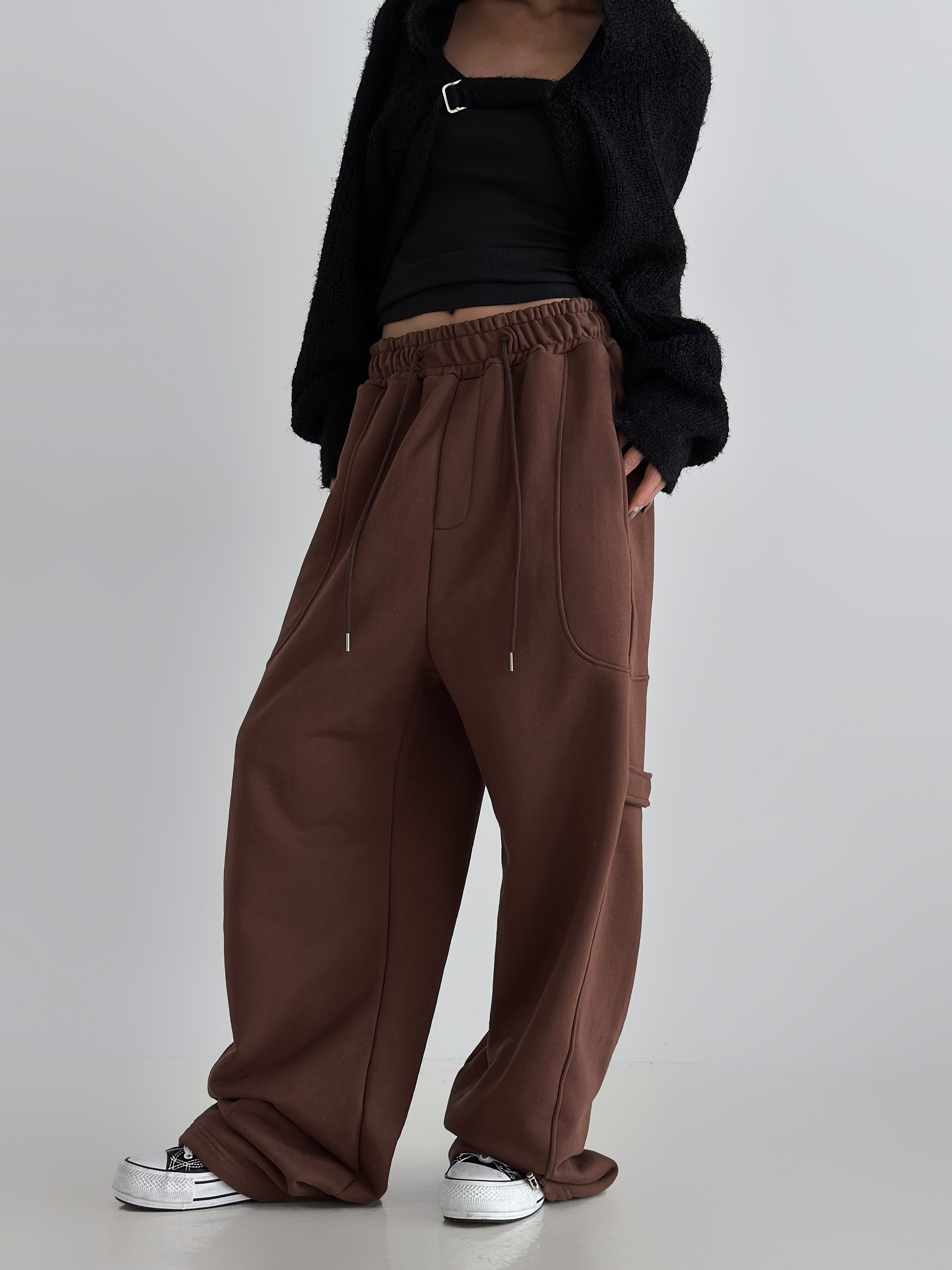 2WAYサイドボタンストラップドロストスウェットパンツ | レディース