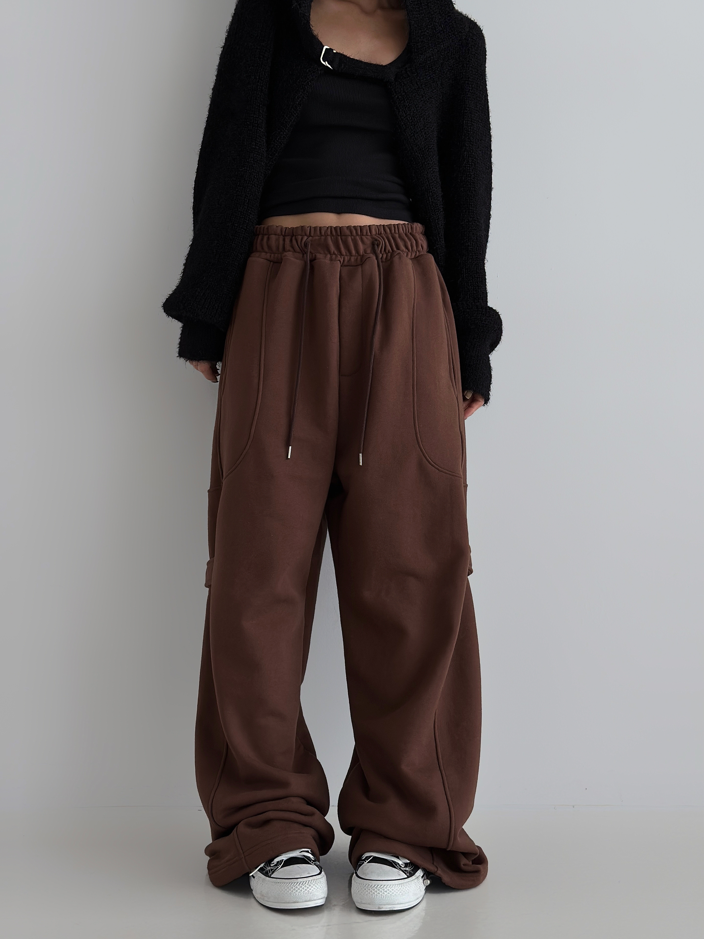 2WAYサイドボタンストラップドロストスウェットパンツ