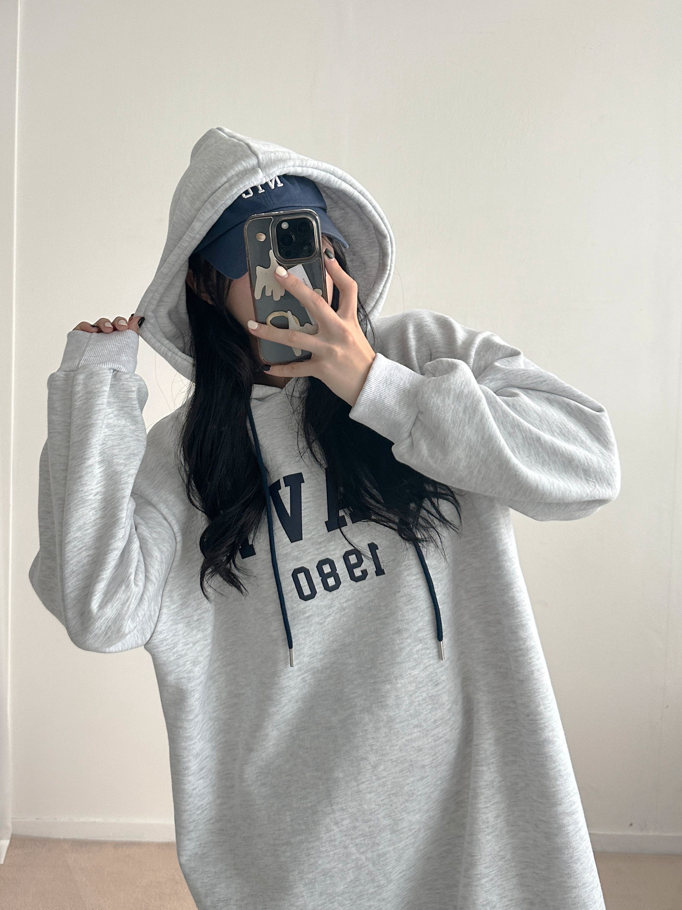 裏起毛NAVYスリットパーカーワンピース | 詳細画像7