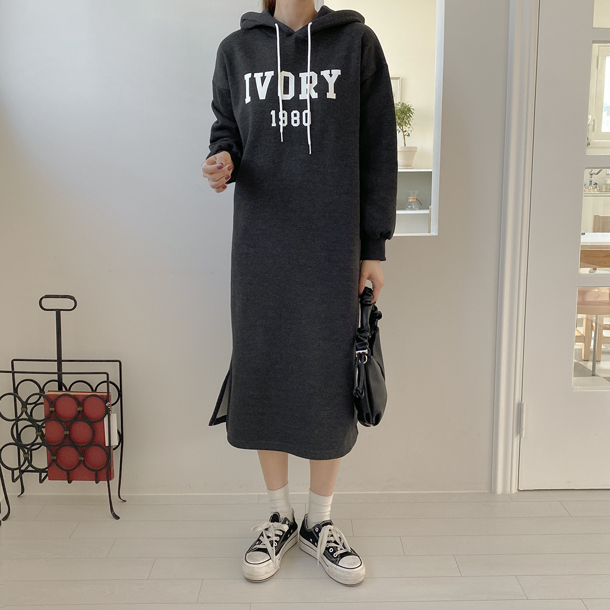 裏起毛NAVYスリットパーカーワンピース | 詳細画像11