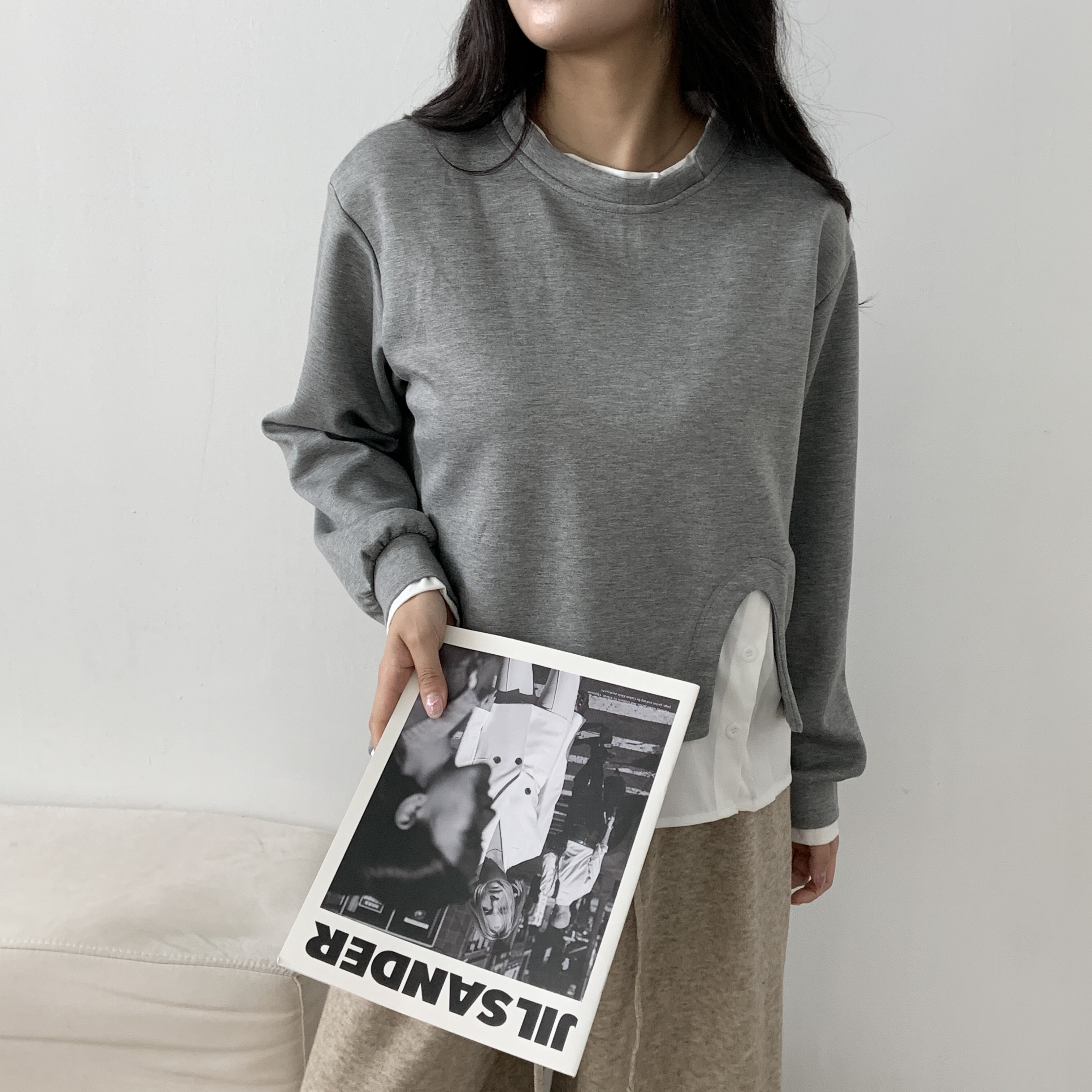 シャツレイヤード風スリットTシャツ | 詳細画像5