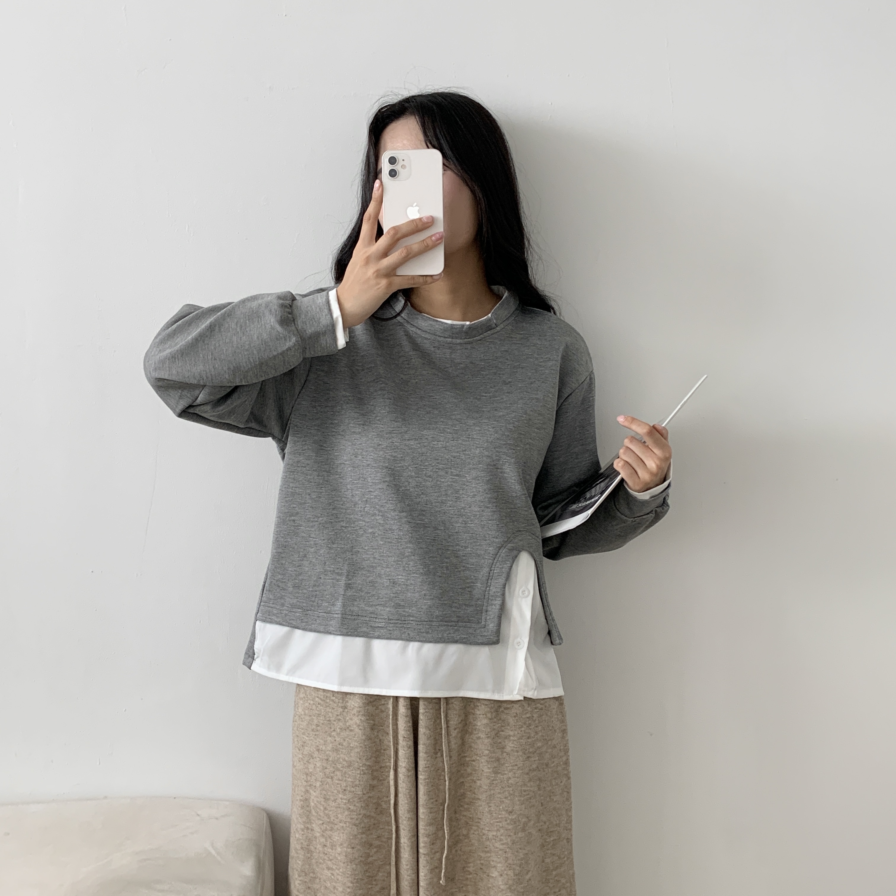 シャツレイヤード風スリットTシャツ | 詳細画像6