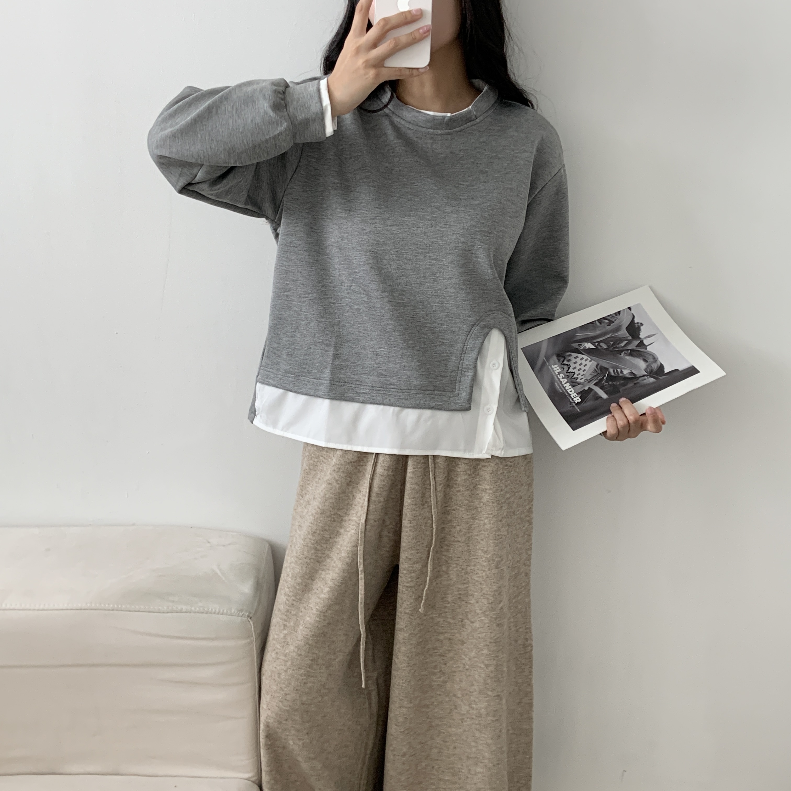 シャツレイヤード風スリットTシャツ | 詳細画像7