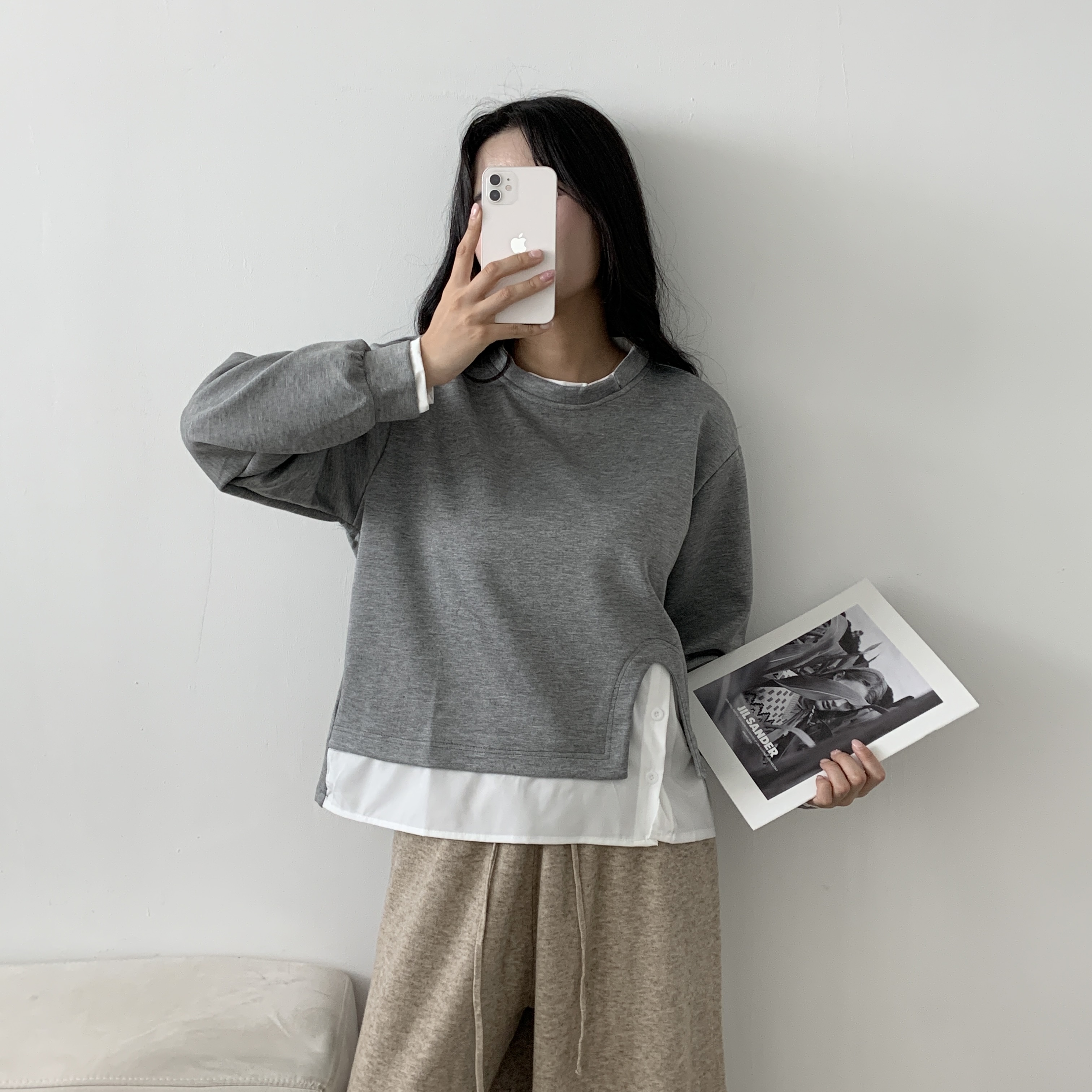 シャツレイヤード風スリットTシャツ | 詳細画像8