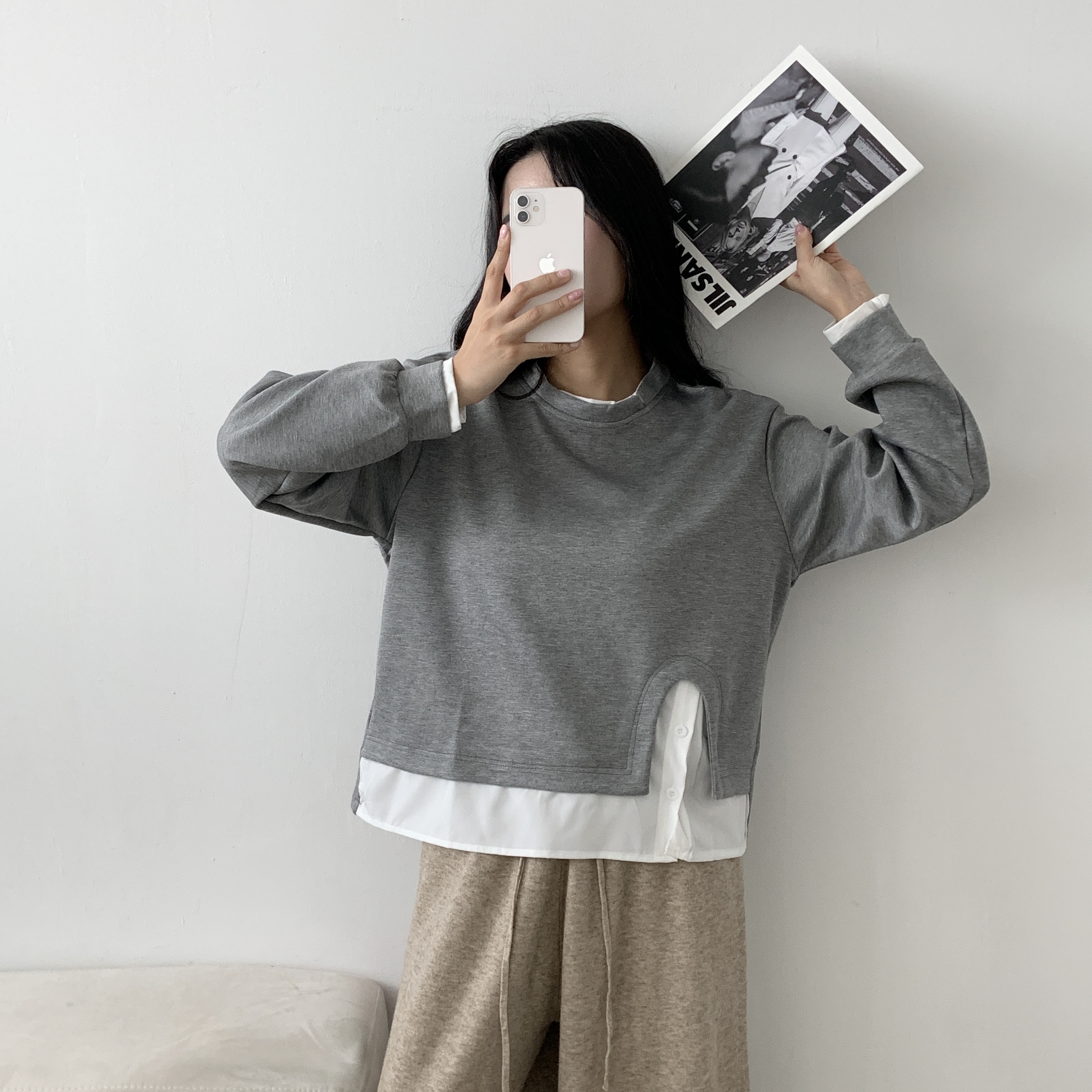 シャツレイヤード風スリットTシャツ | 詳細画像9