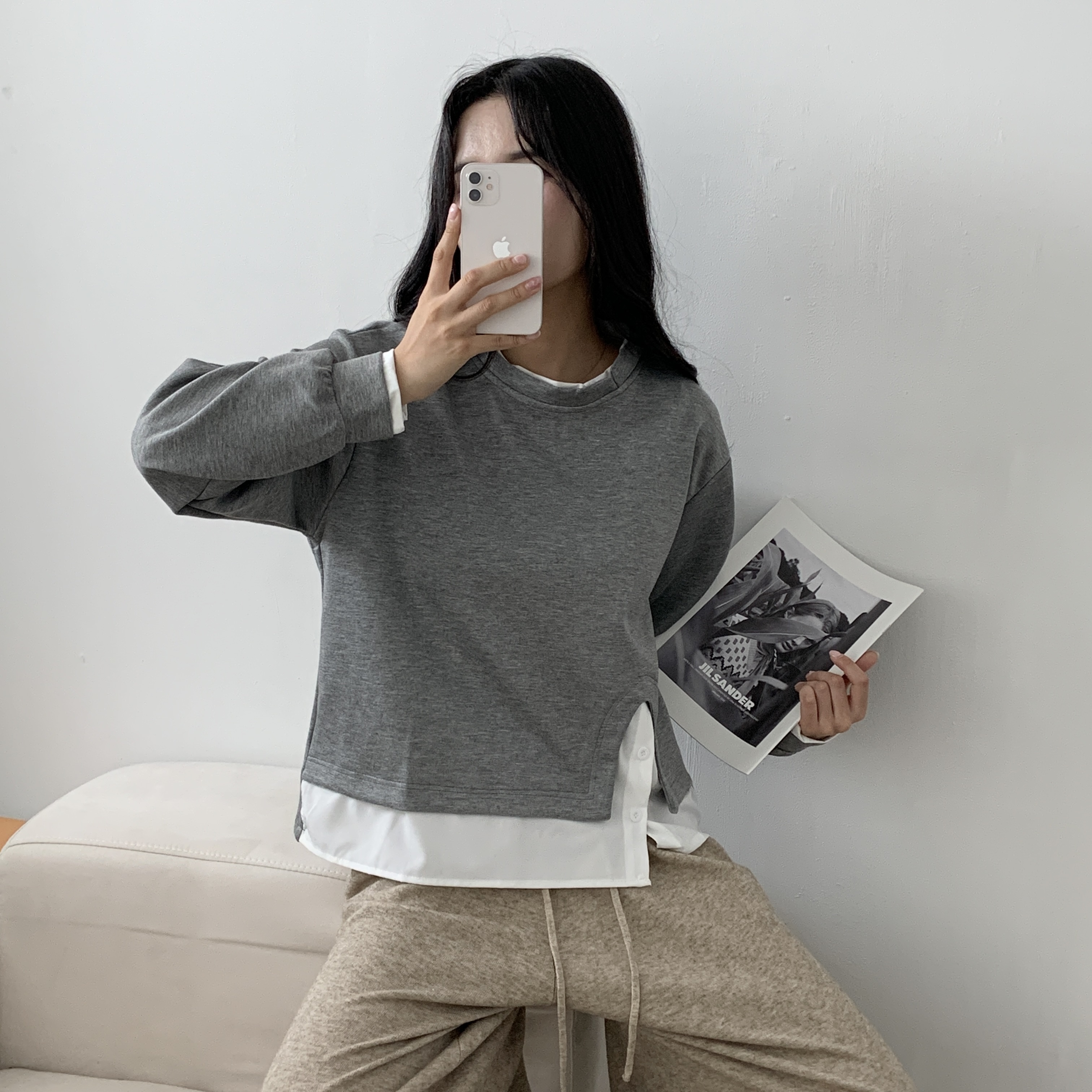 シャツレイヤード風スリットTシャツ | 詳細画像12