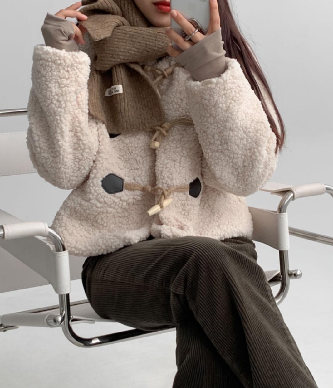 ノーカラートグルボタンボアジャケット | レディースファッション通販