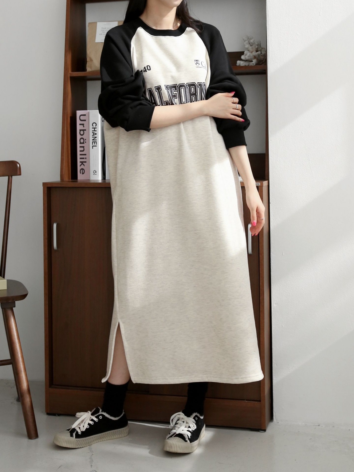 裏起毛CALIFORNIA配色ラグランスウェットワンピース | 詳細画像6