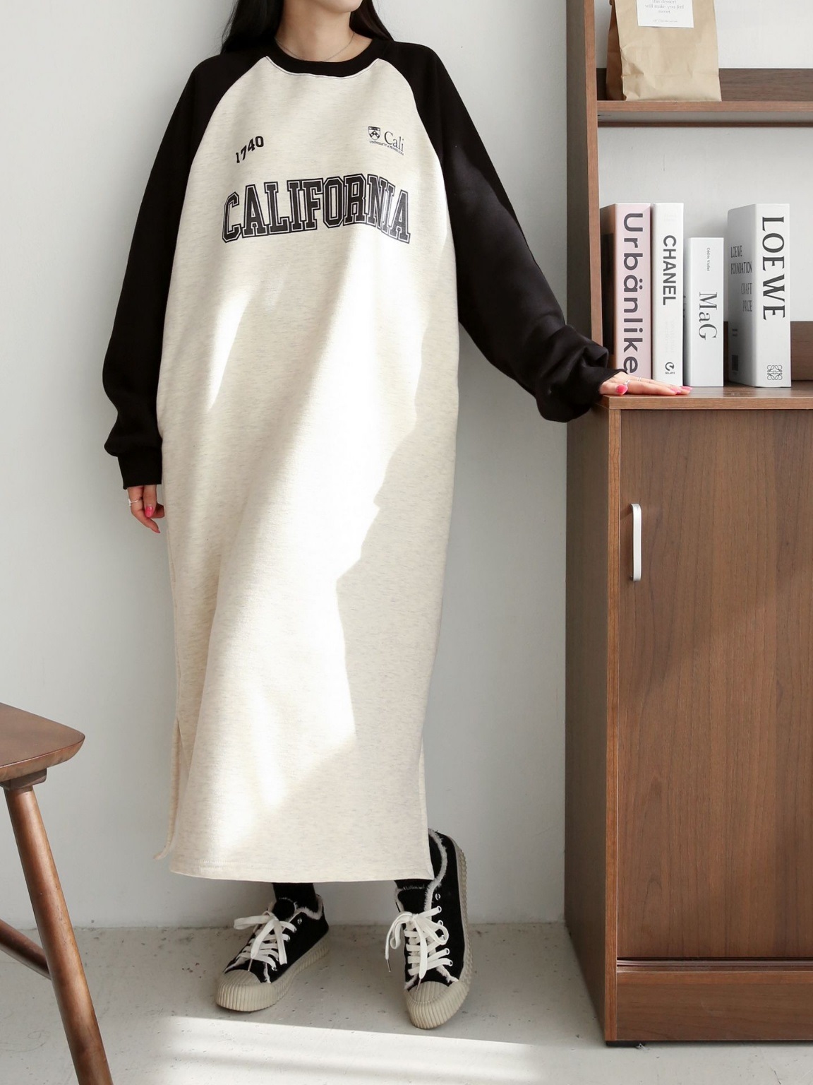 裏起毛CALIFORNIA配色ラグランスウェットワンピース | 詳細画像8