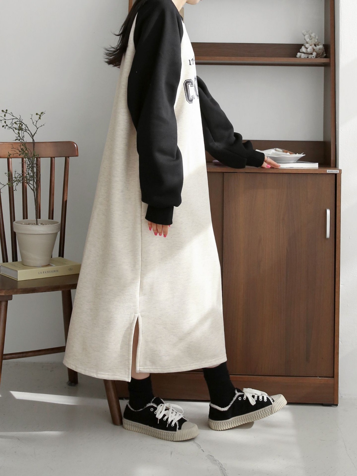 裏起毛CALIFORNIA配色ラグランスウェットワンピース | 詳細画像9