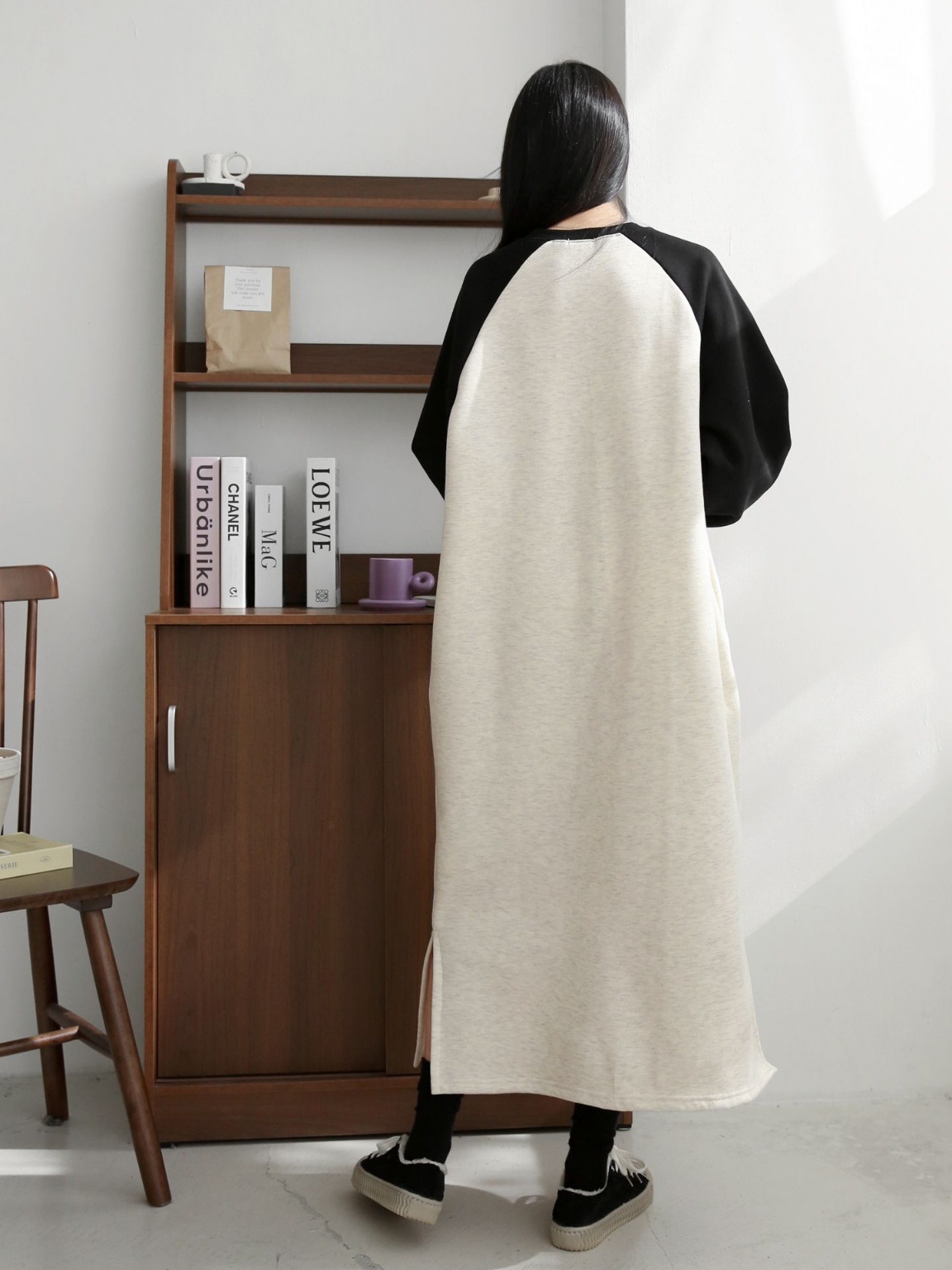 裏起毛CALIFORNIA配色ラグランスウェットワンピース | 詳細画像10