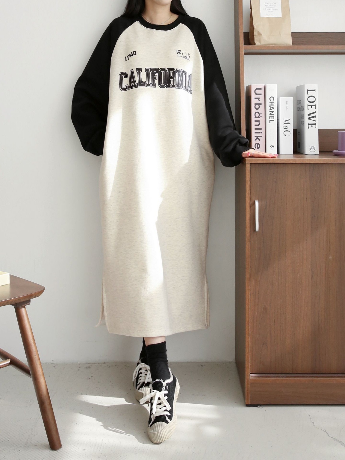 裏起毛CALIFORNIA配色ラグランスウェットワンピース | 詳細画像14