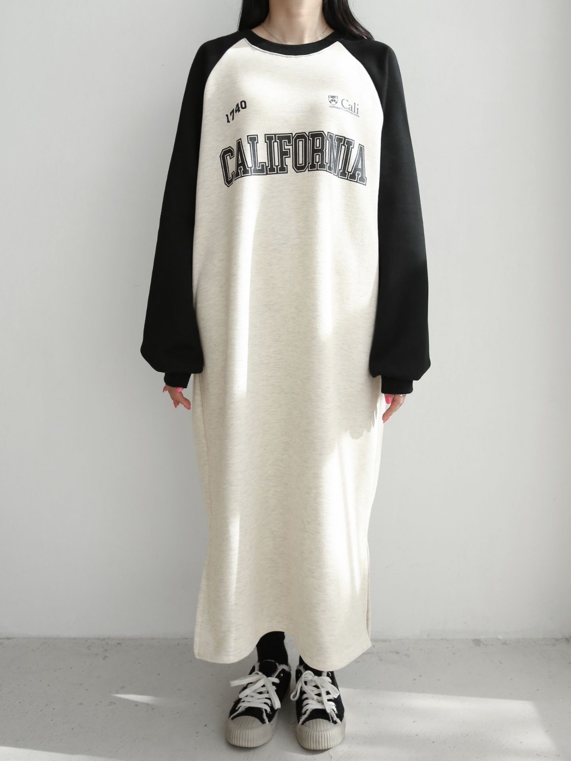 裏起毛CALIFORNIA配色ラグランスウェットワンピース | 詳細画像15