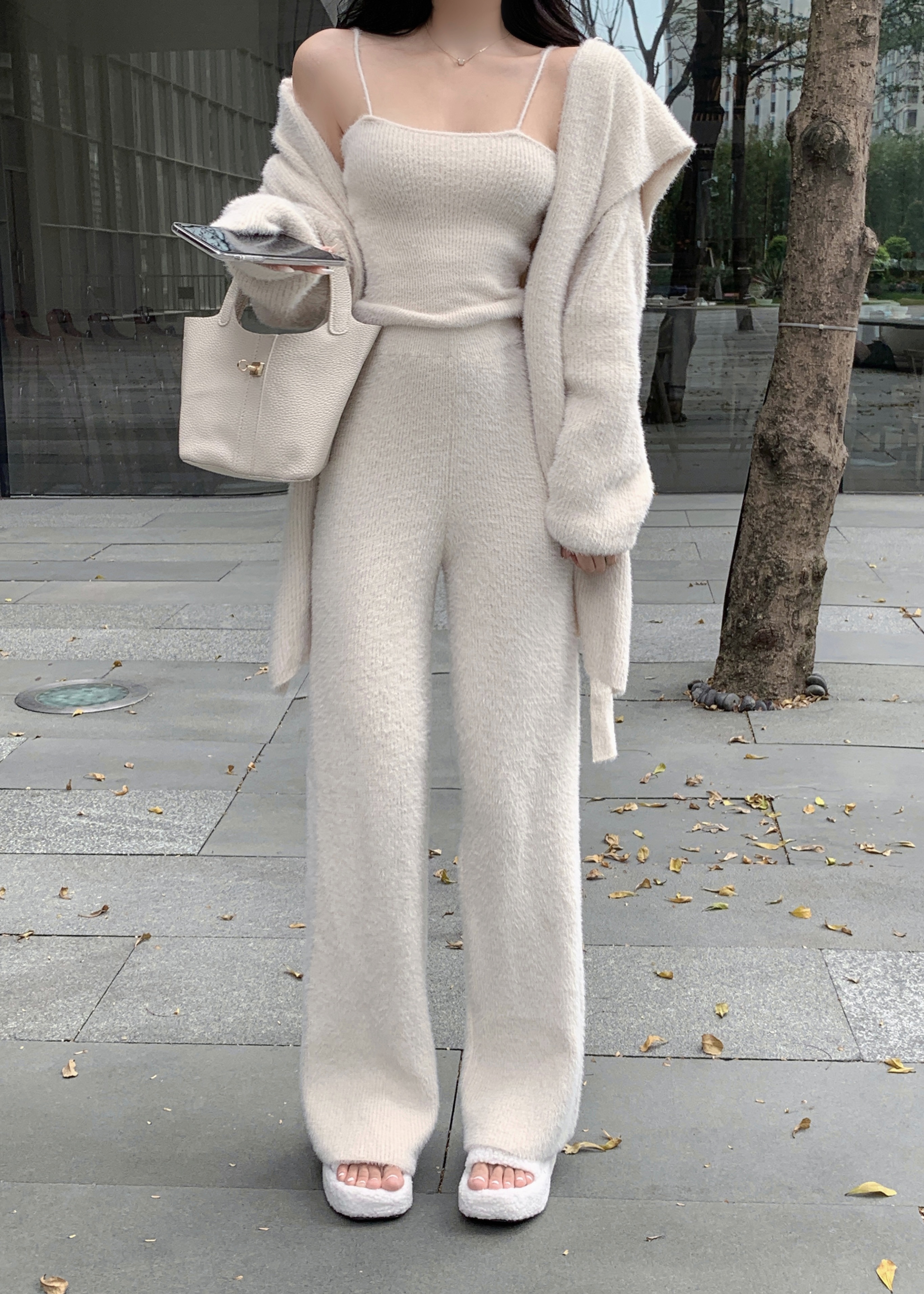 ファータッチニットキャミ&ストラップ付カーディガン&パンツ3SET | 詳細画像9