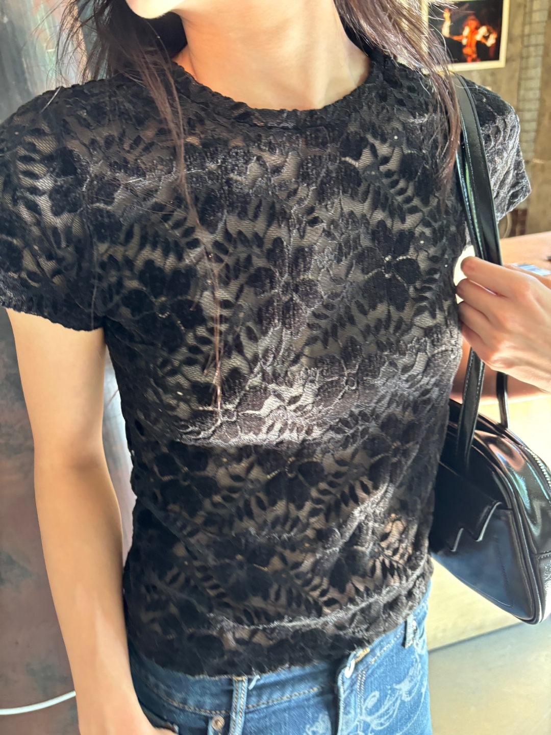 エンボス花柄レースショートスリーブTシャツ | 詳細画像12