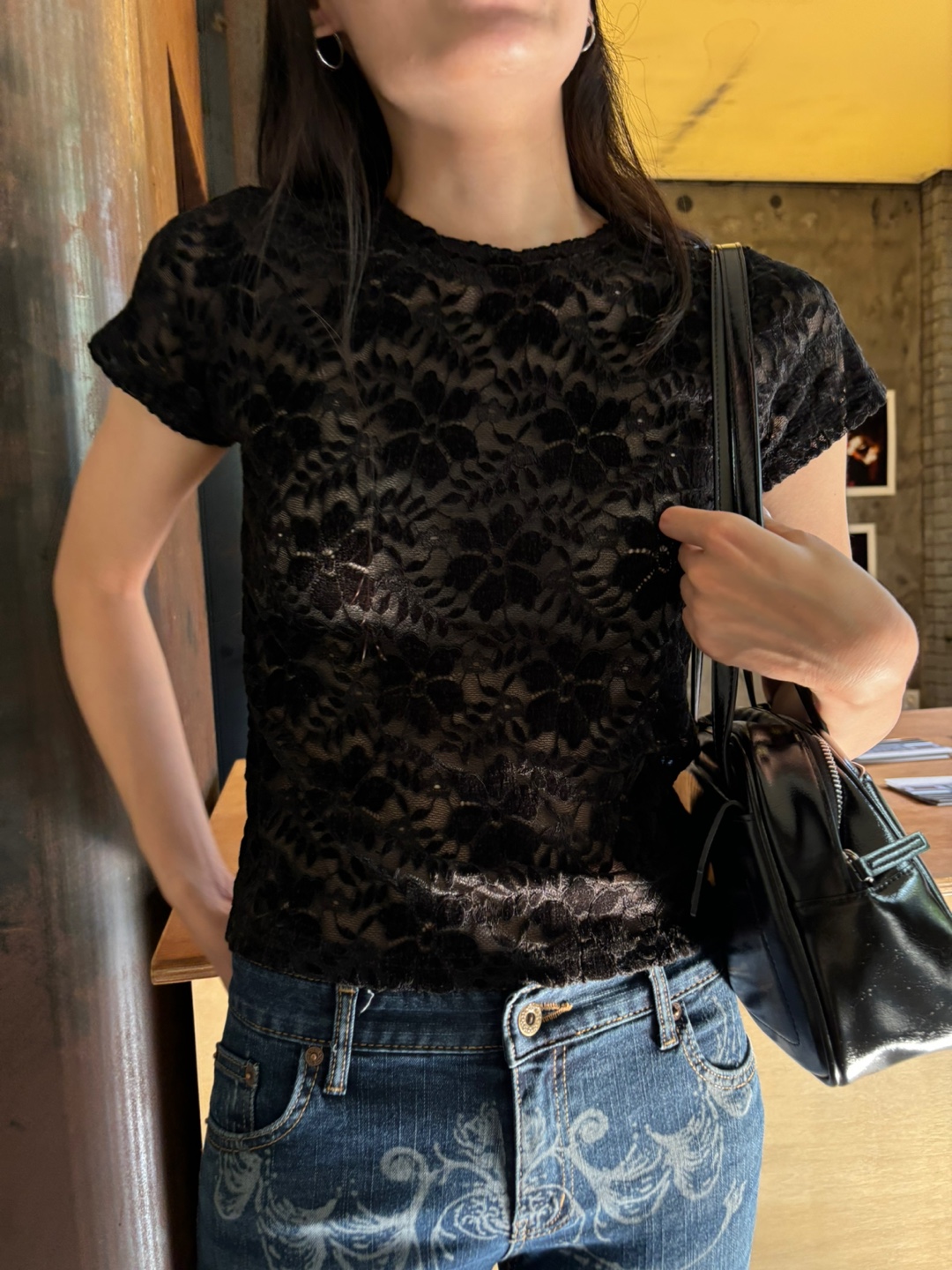 エンボス花柄レースショートスリーブTシャツ | 詳細画像16