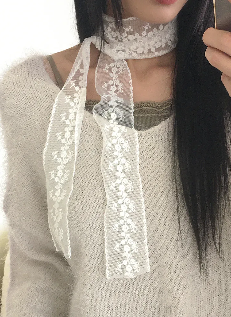 刺繍シースルースカーフ | WONDERWONDER | 詳細画像1