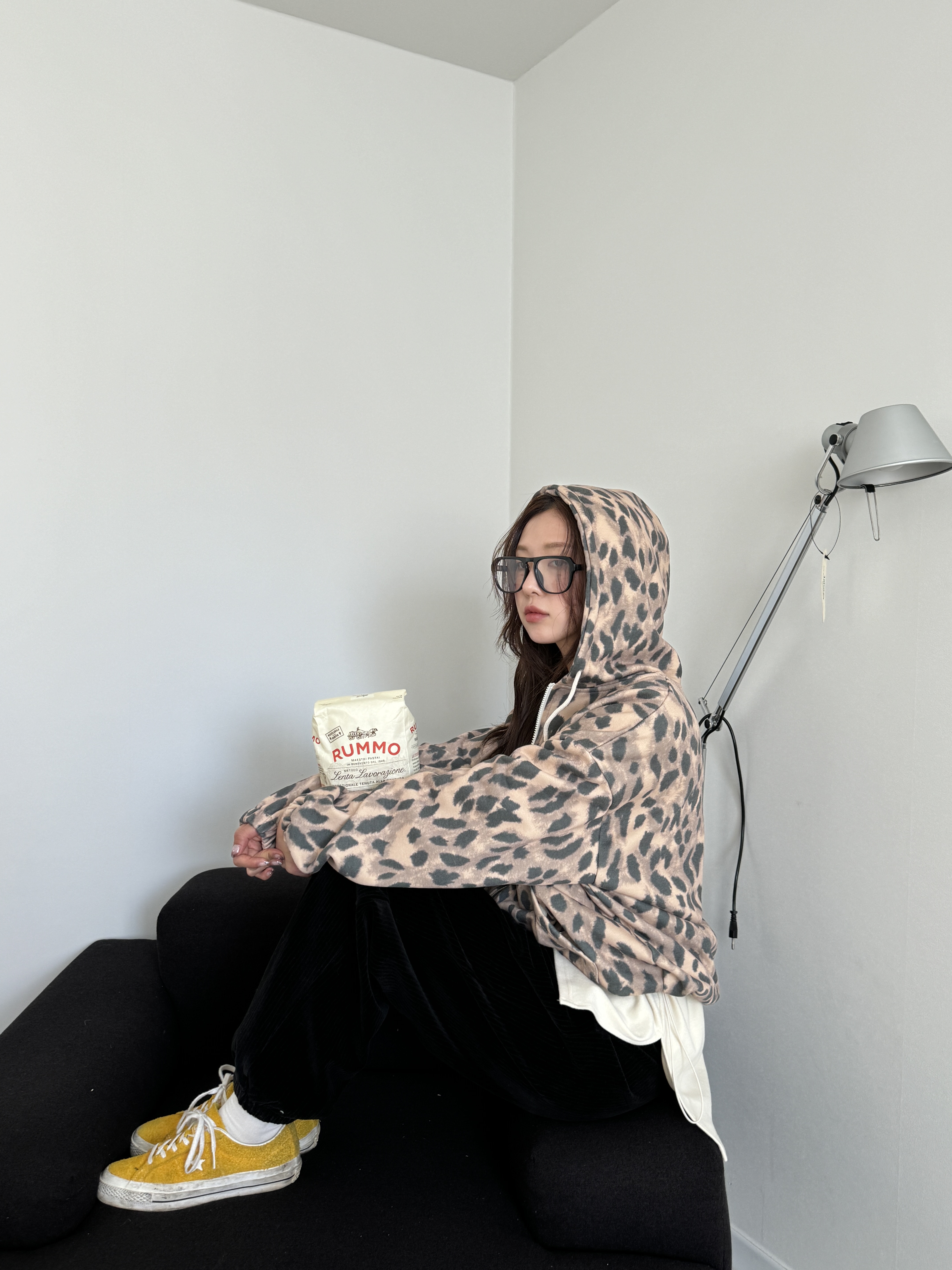 レオパードドローコードジップアップパーカー | レディース