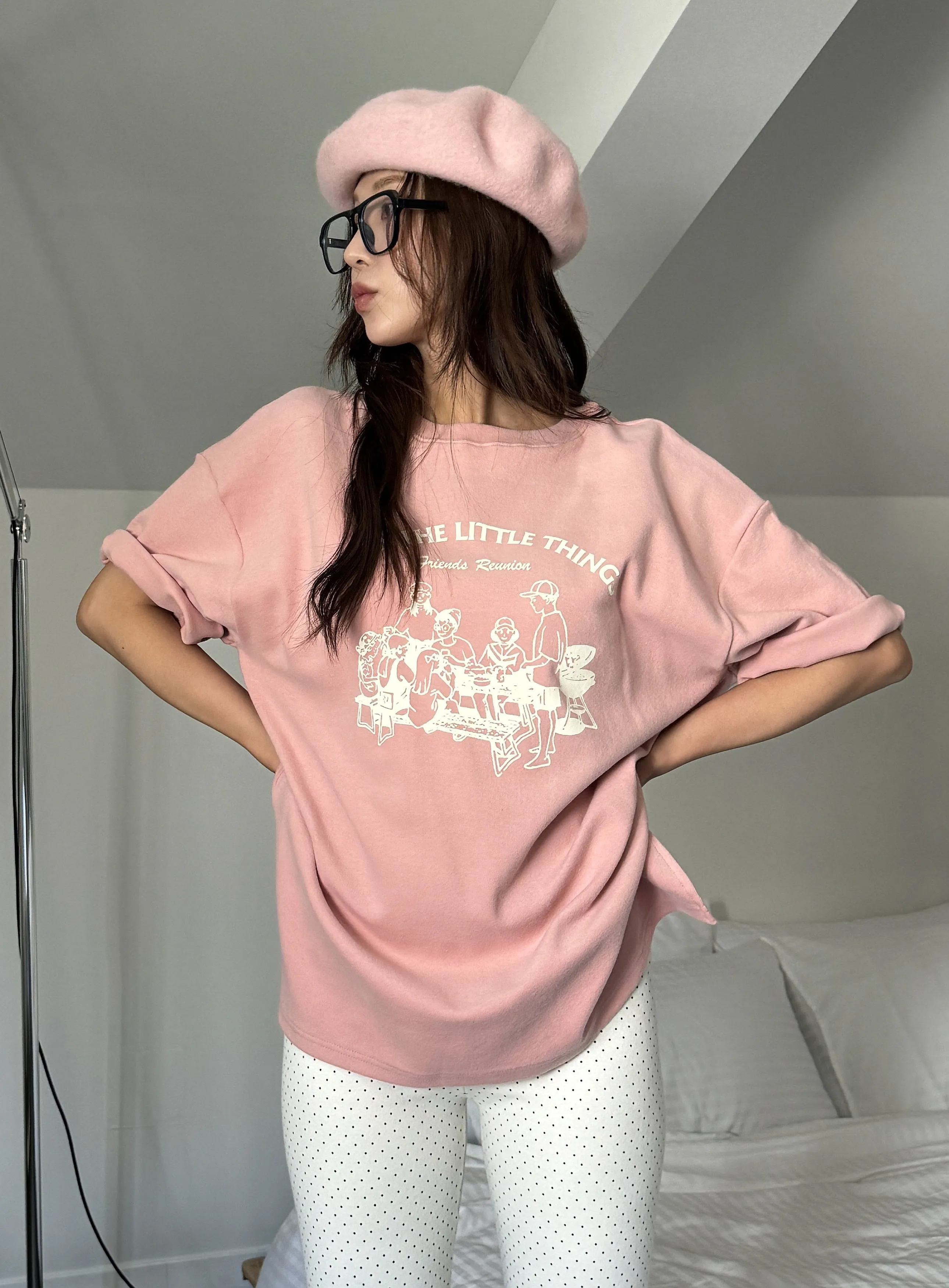 起毛THINGSプリントスリット半袖Tシャツ | 詳細画像1