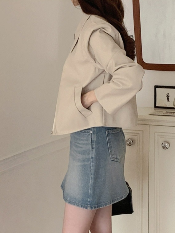 レザー調ポケットカラーネックジャンパー | 詳細画像3