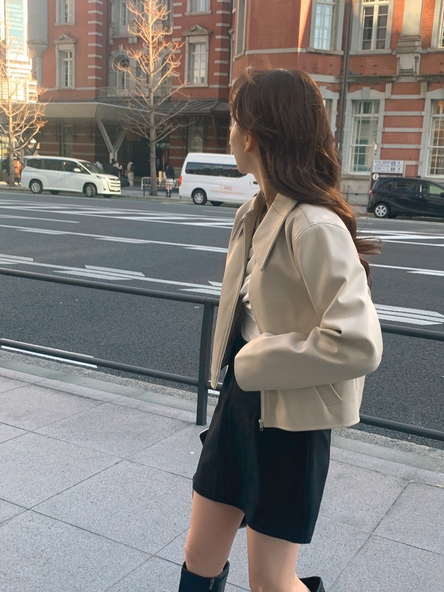 レザー調ポケットカラーネックジャンパー | 詳細画像4