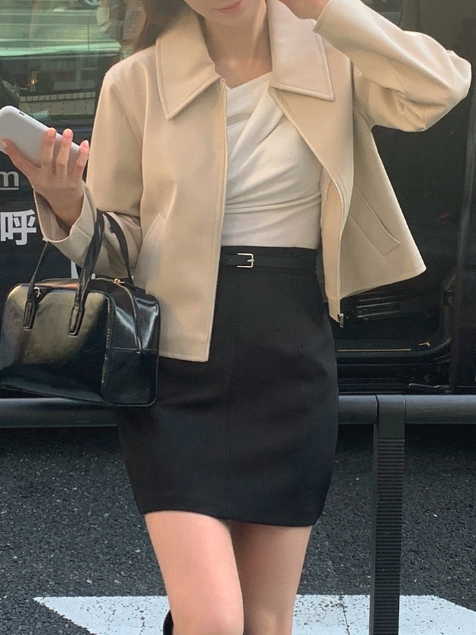 レザー調ポケットカラーネックジャンパー | 詳細画像5