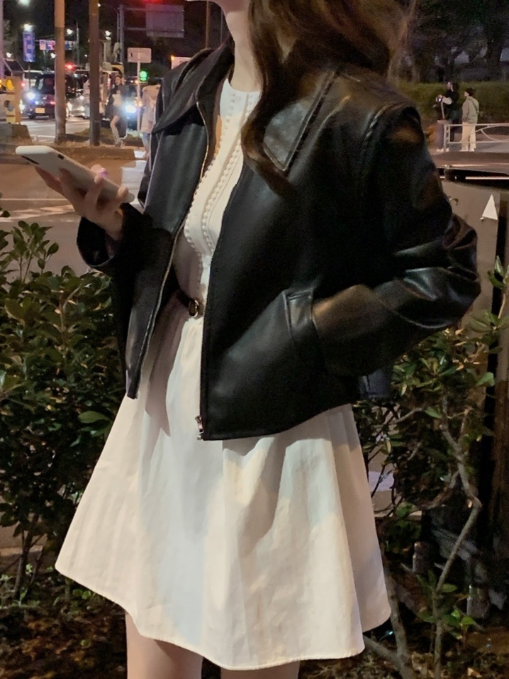 レザー調ポケットカラーネックジャンパー | 詳細画像7