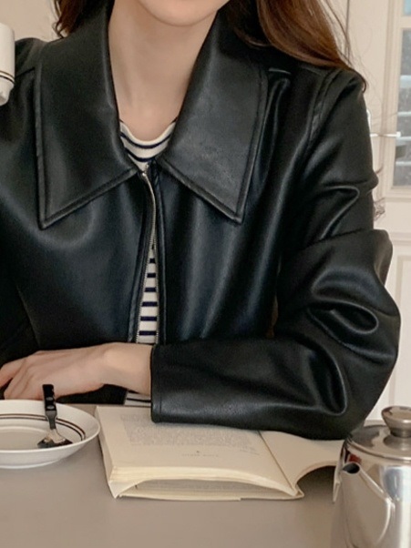 レザー調ポケットカラーネックジャンパー | 詳細画像11