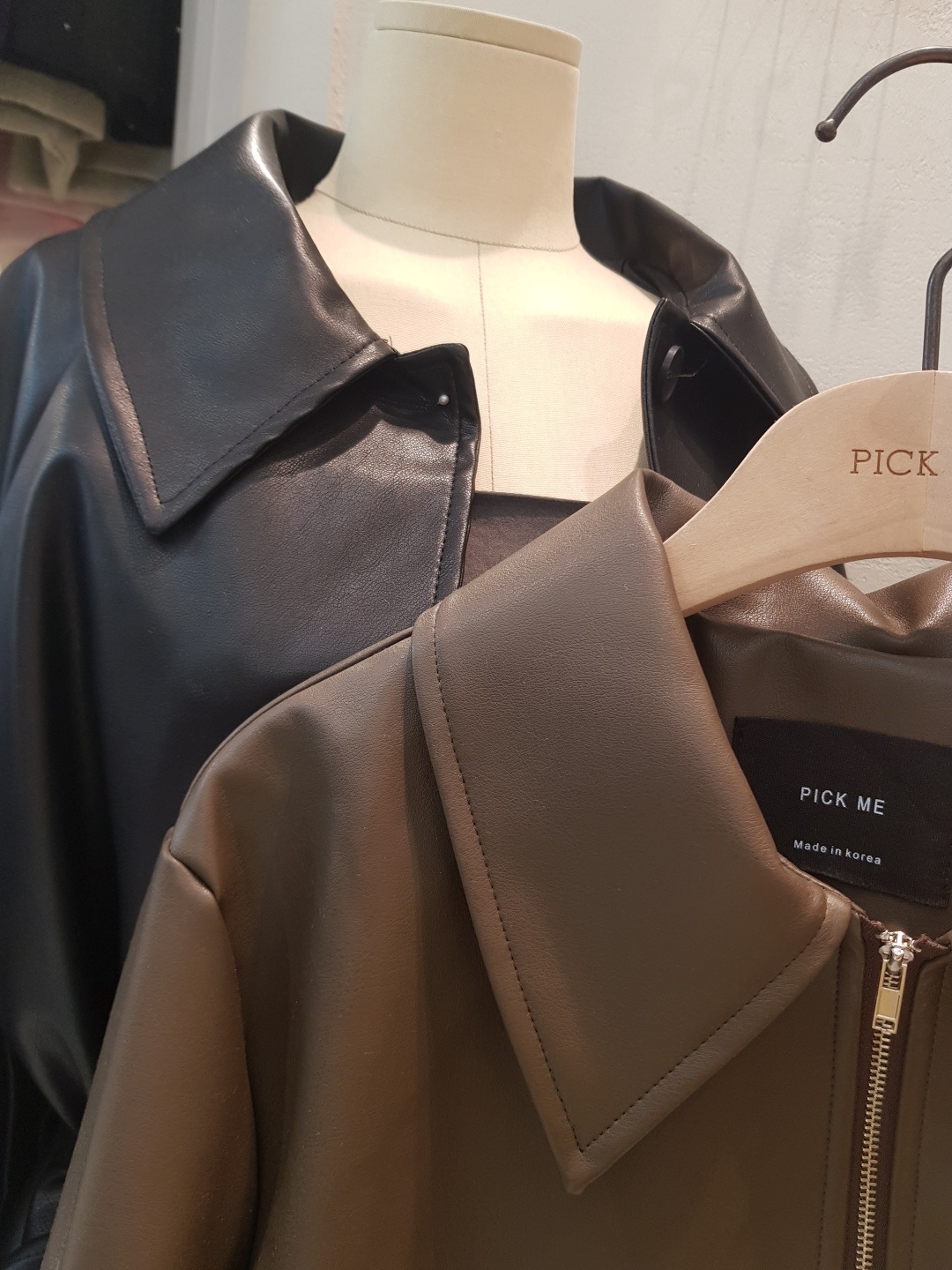 レザー調ポケットカラーネックジャンパー | 詳細画像12