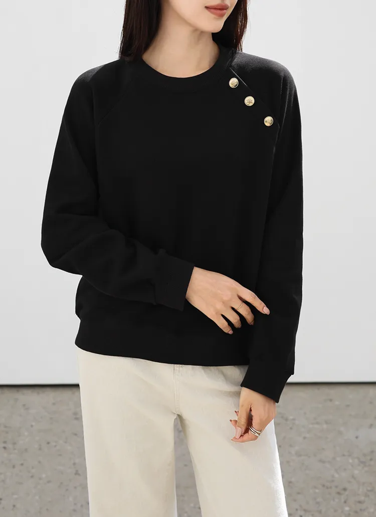 コットンゴールドボタンラグランスウェット | MONO AT.D | 詳細画像1