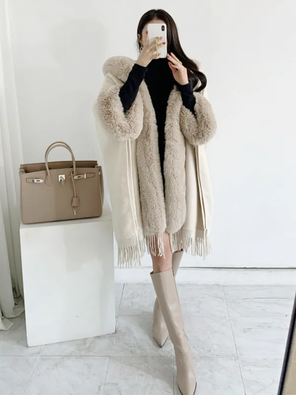 エコファーフリンジショールコート | レディースファッション通販 - DHOLIC 