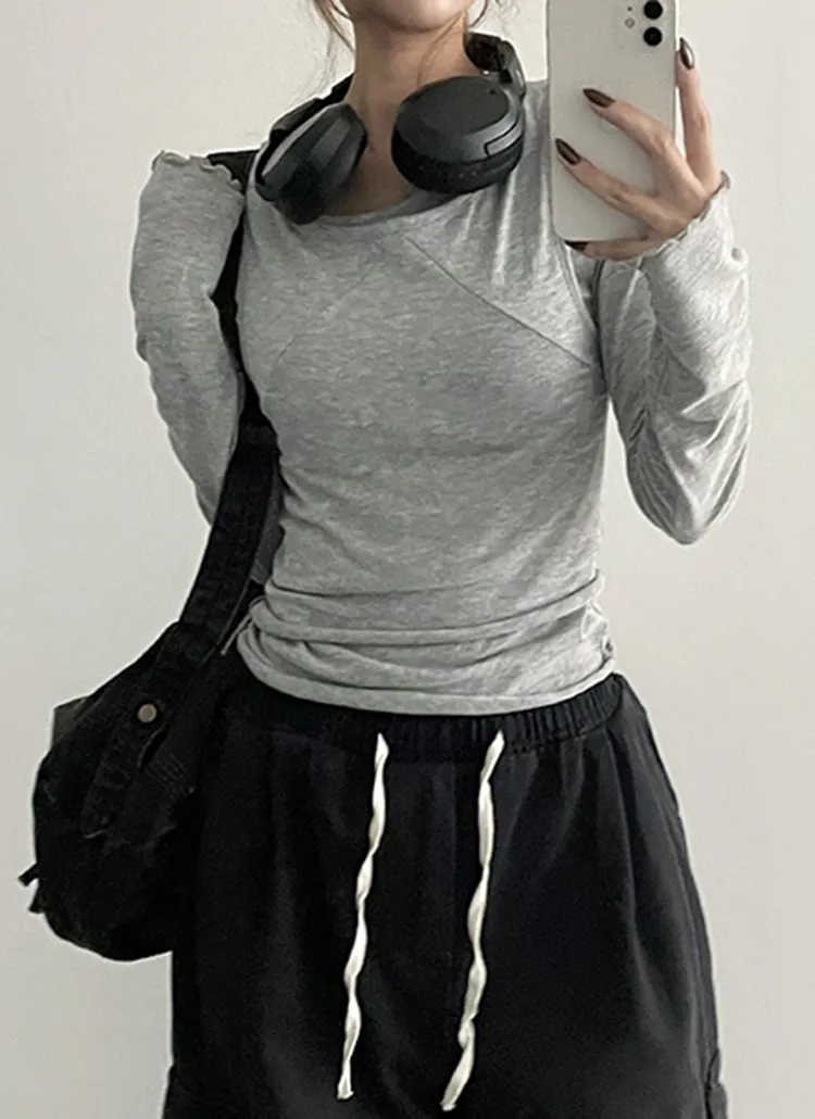 メロウスリム長袖Tシャツ&ラインタックトップSET | hijjoo | 詳細画像1
