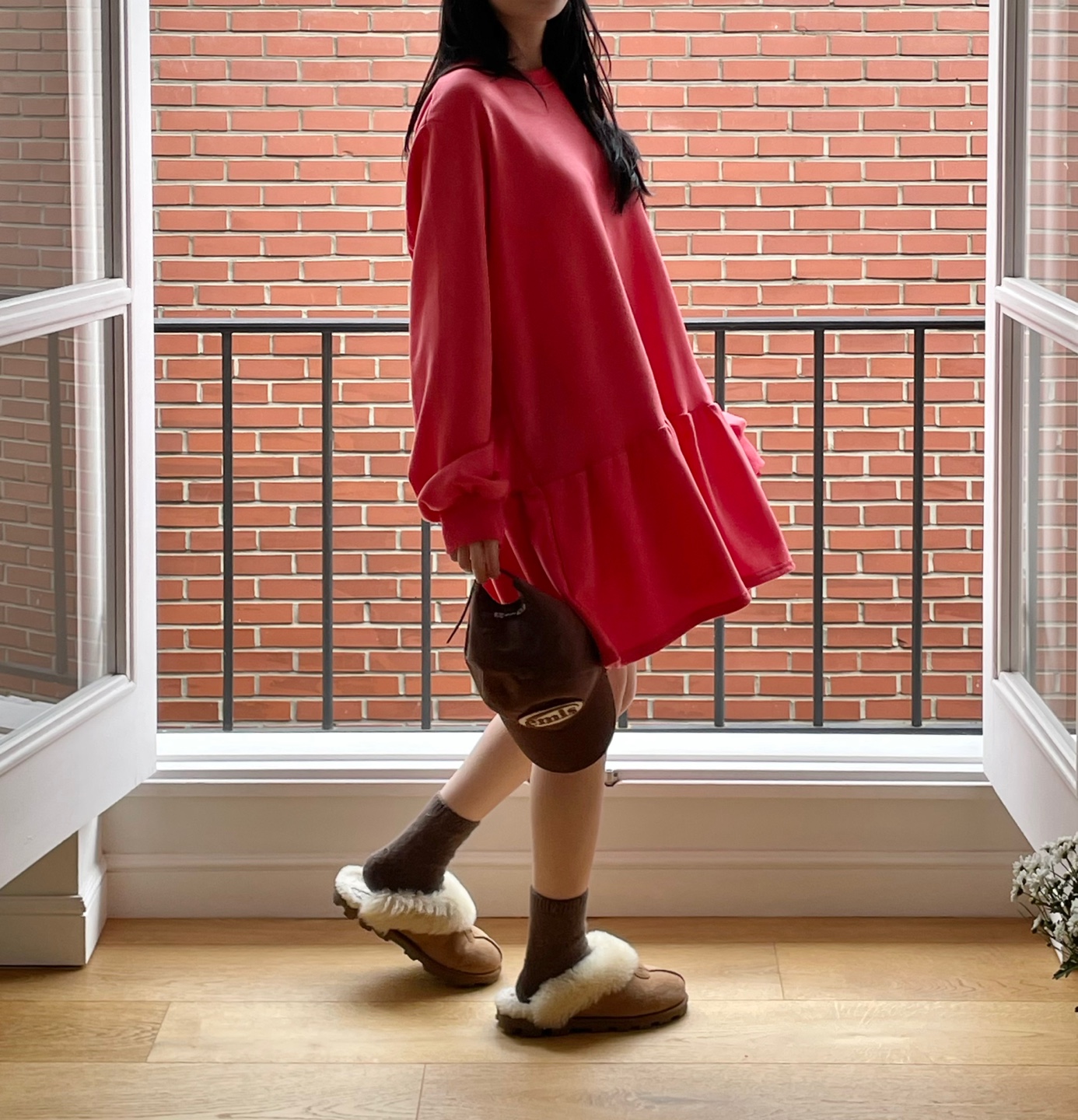 裏起毛ギャザーフレアヘムスウェットワンピース | 詳細画像2