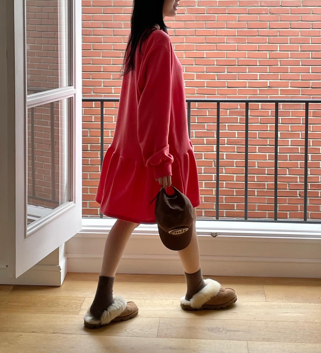 裏起毛ギャザーフレアヘムスウェットワンピース | 詳細画像3