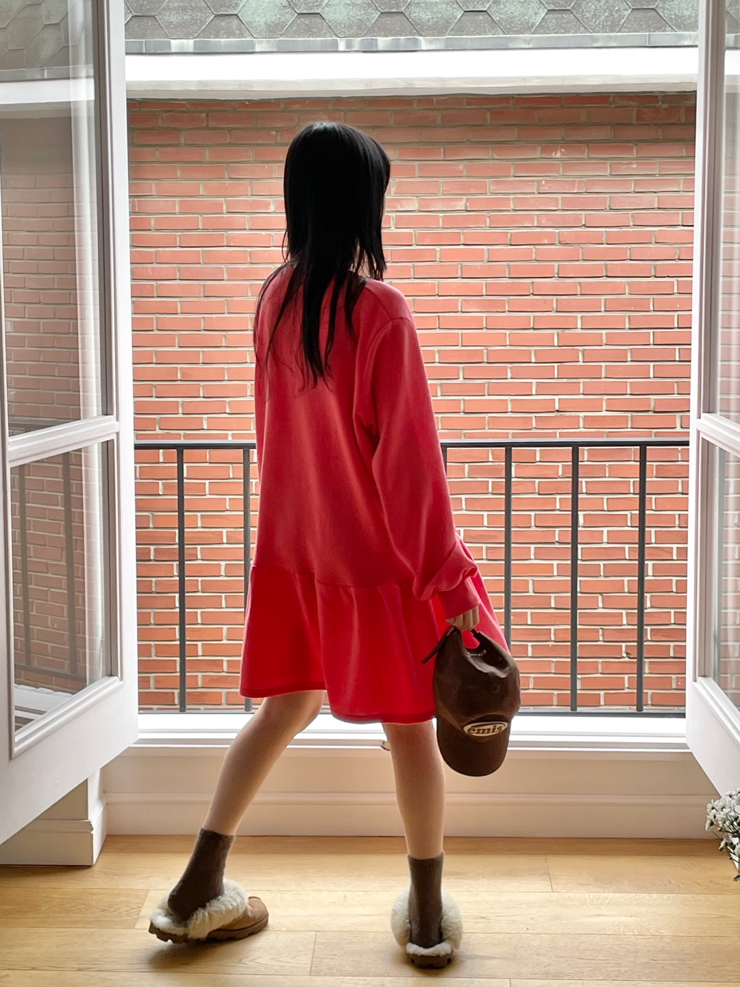 裏起毛ギャザーフレアヘムスウェットワンピース | 詳細画像4