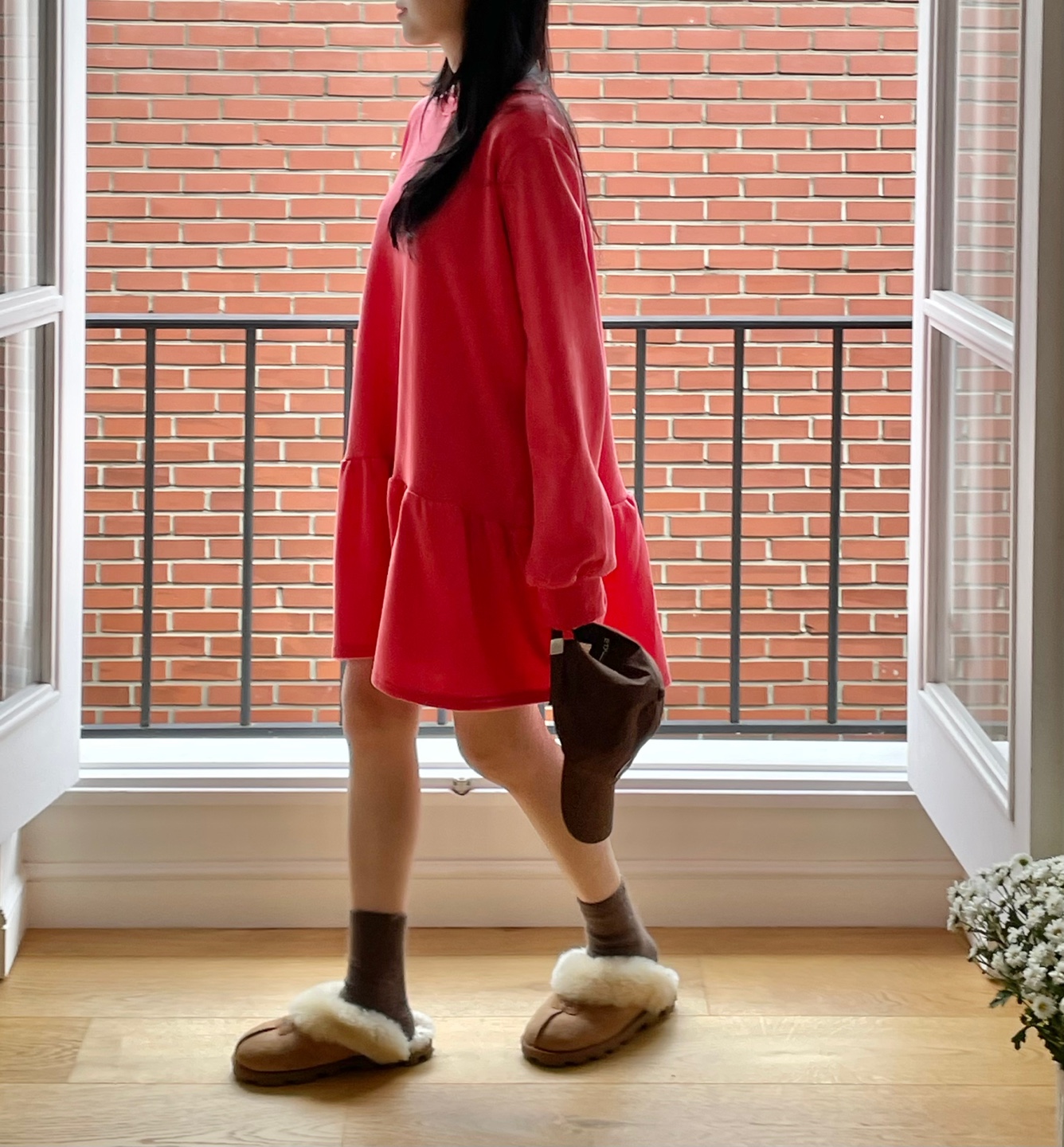 裏起毛ギャザーフレアヘムスウェットワンピース | 詳細画像5